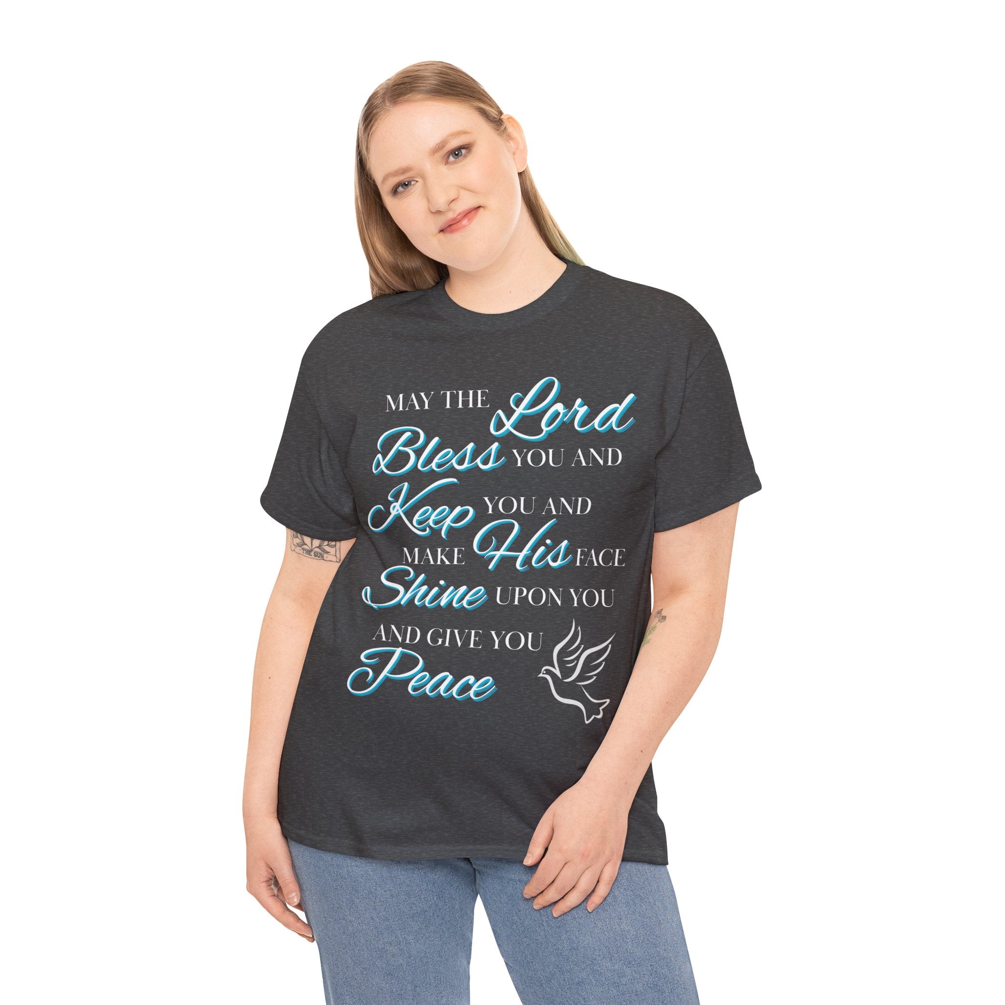 May The Lord Bless You and Keep You Faith-Inspired Unisex Heavy Cotton Tee, Inspirational Graphic Shirt, Christian Gift, Casual Wear, Spiritual Comfort, Religious Apparel