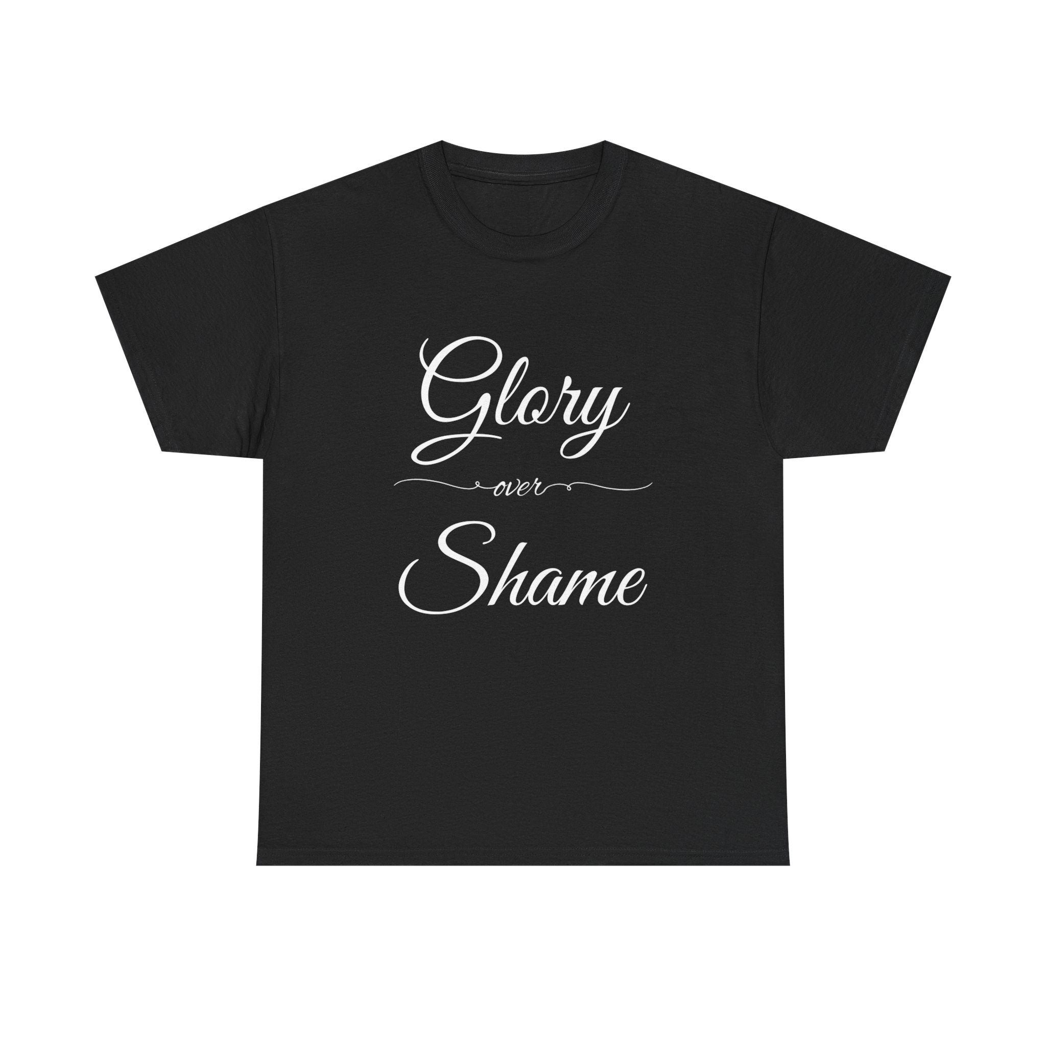 Unisex Heavy Cotton Tee with "Glory Over Shame" - Casual Wear, Gift for Friends, Statement Shirt, Everyday Apparel, Unique Graphic Tee