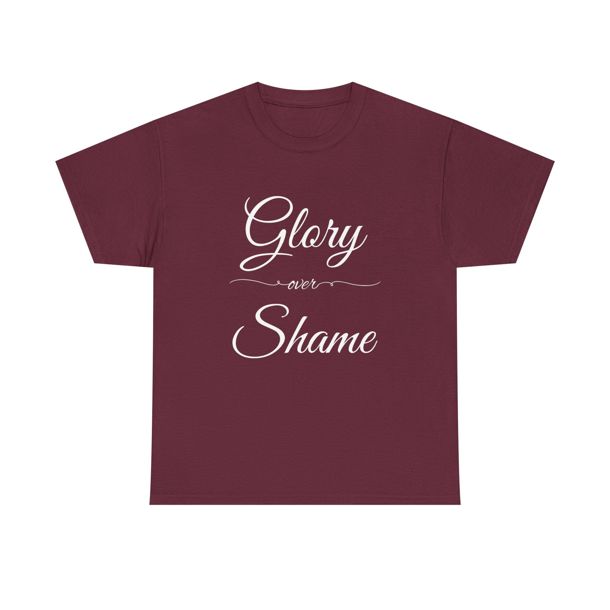 Unisex Heavy Cotton Tee with "Glory Over Shame" - Casual Wear, Gift for Friends, Statement Shirt, Everyday Apparel, Unique Graphic Tee