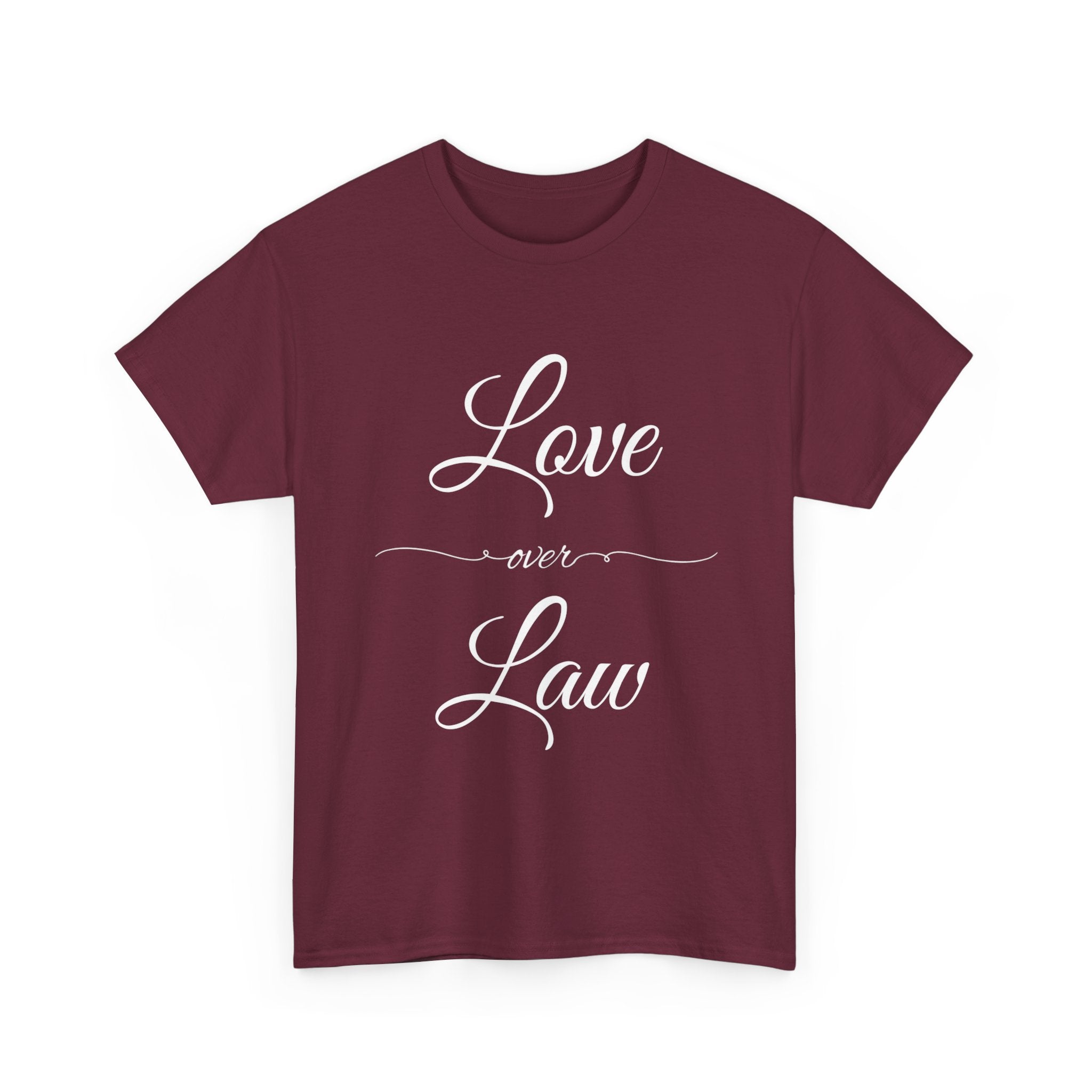 Love Over Law Unisex Heavy Cotton Tee - Cute Legal Shirt, Gift for Law Students, Casual Wear, Legal Humor, Graduation Gift, Law School Apparel