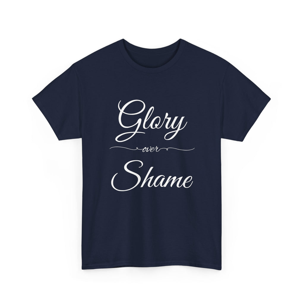 Unisex Heavy Cotton Tee with "Glory Over Shame" - Casual Wear, Gift for Friends, Statement Shirt, Everyday Apparel, Unique Graphic Tee