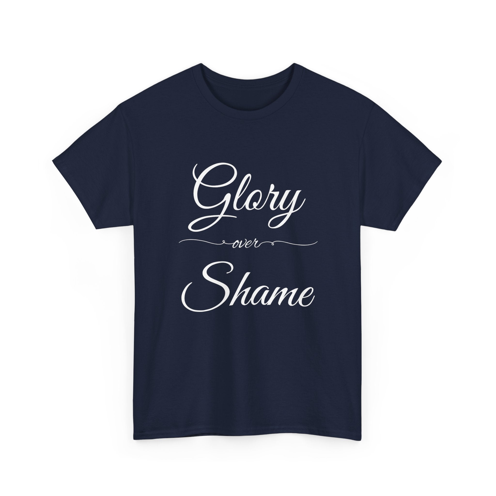 Unisex Heavy Cotton Tee with "Glory Over Shame" - Casual Wear, Gift for Friends, Statement Shirt, Everyday Apparel, Unique Graphic Tee