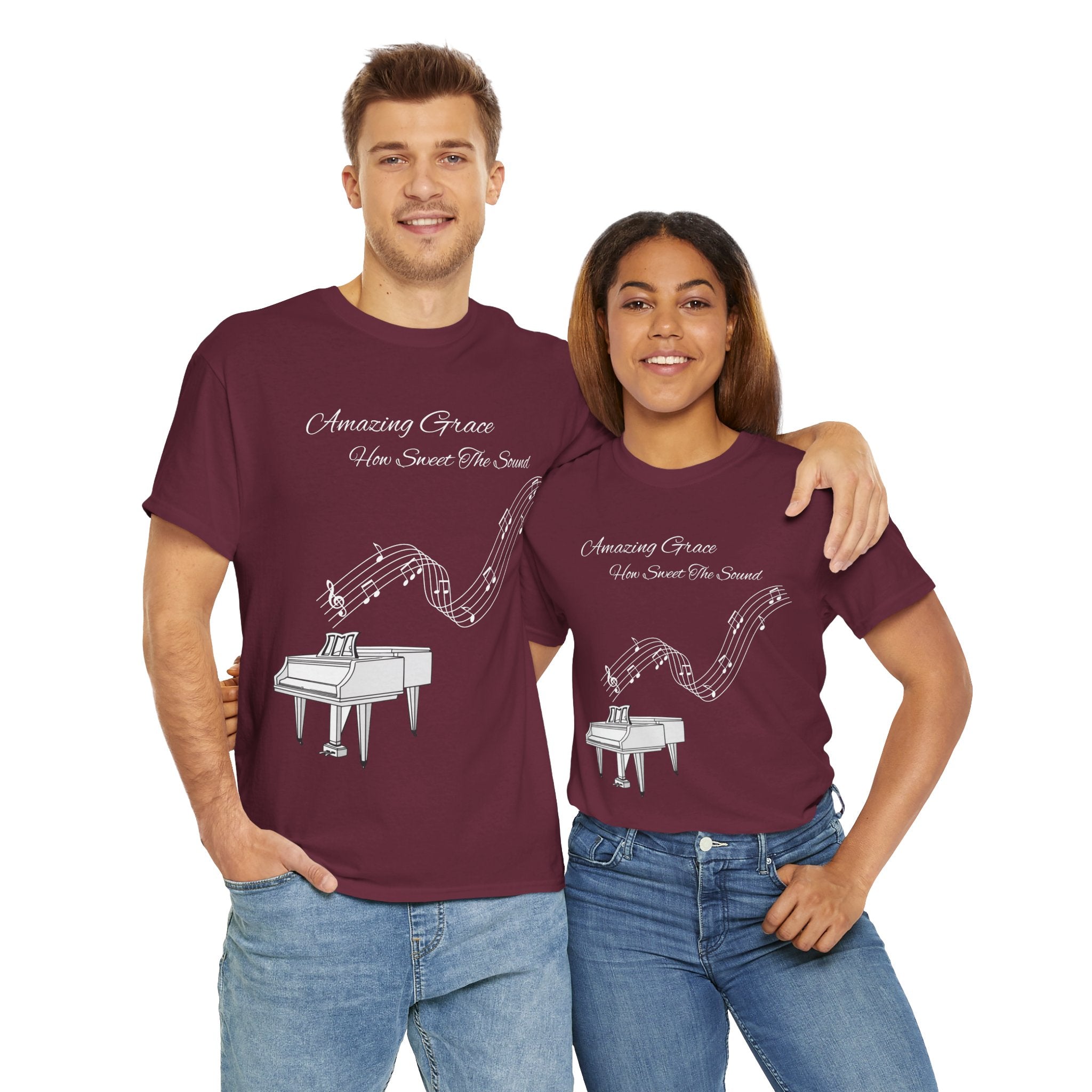 Music Lover's Unisex Tee - Amazing Grace Design, Perfect Gift for Musicians, Casual Wear, Music Event Shirt, Piano Lovers Top