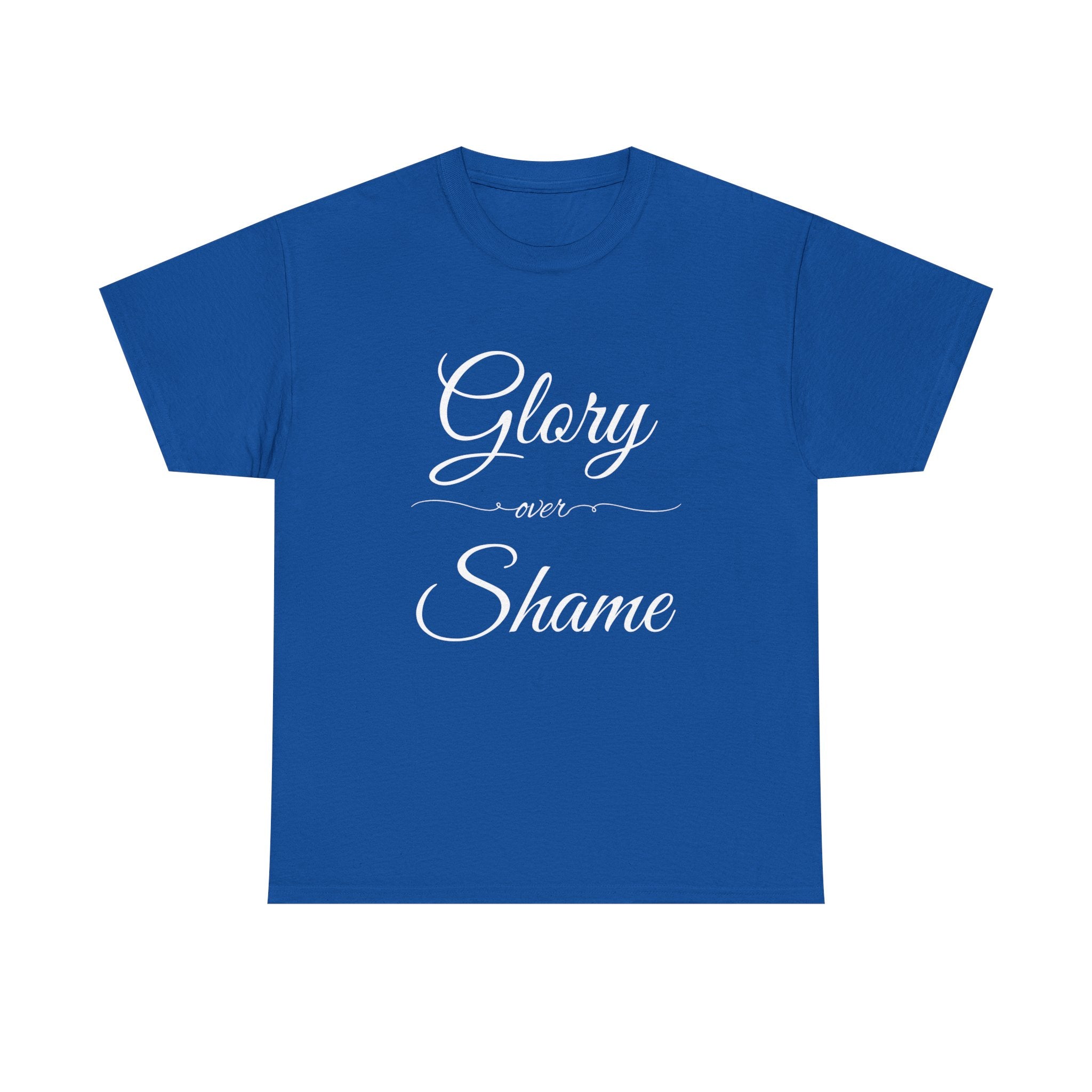 Unisex Heavy Cotton Tee with "Glory Over Shame" - Casual Wear, Gift for Friends, Statement Shirt, Everyday Apparel, Unique Graphic Tee
