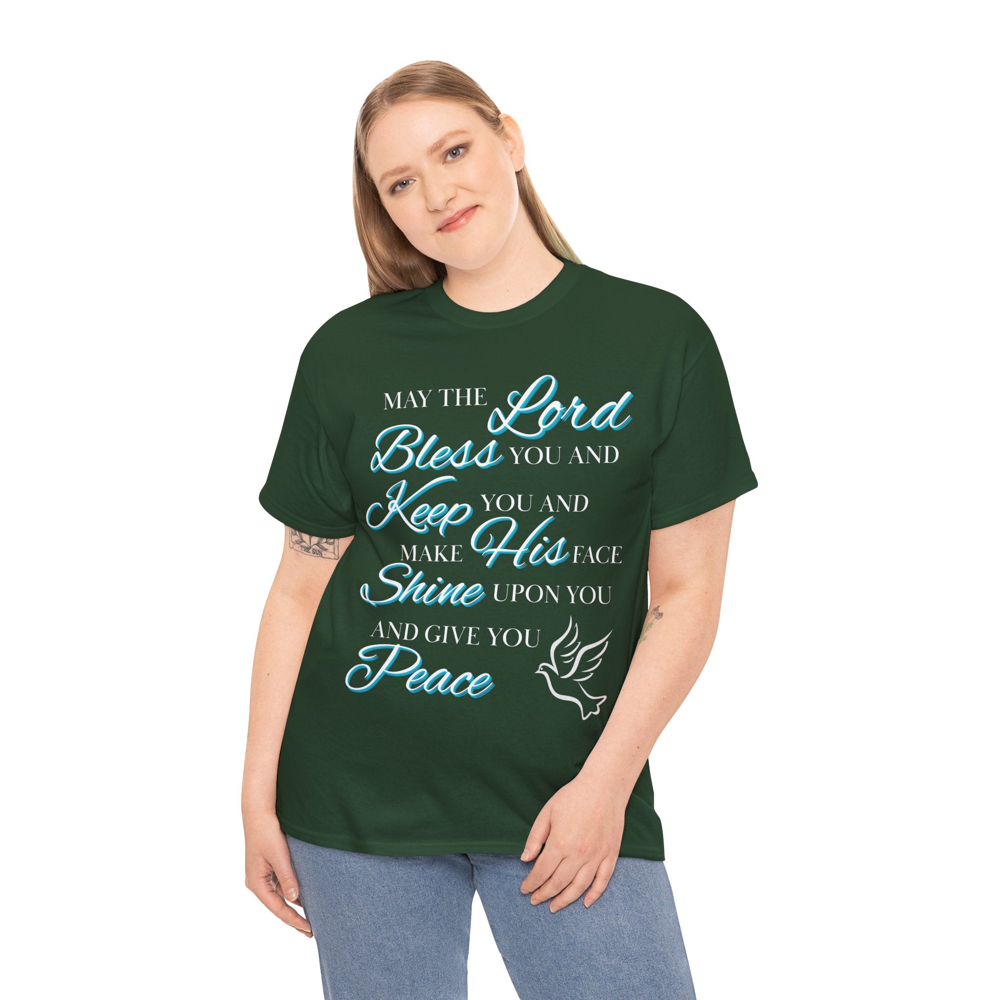 May The Lord Bless You and Keep You Faith-Inspired Unisex Heavy Cotton Tee, Inspirational Graphic Shirt, Christian Gift, Casual Wear, Spiritual Comfort, Religious Apparel