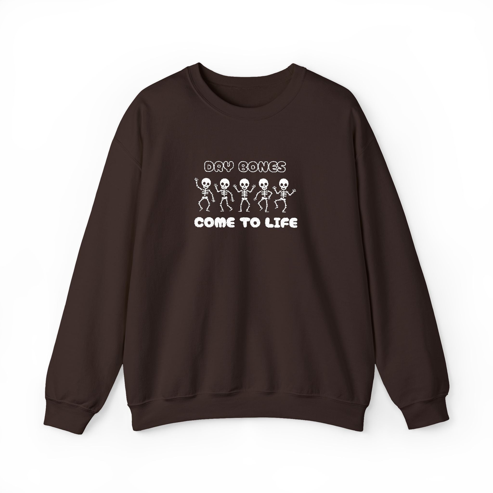 Embroidered Dry Bones Sweatshirt, Ghostly Vibes Unisex Crewneck, Casual Fall Fashion, Halloween Costume, Perfect for Trick or Treating