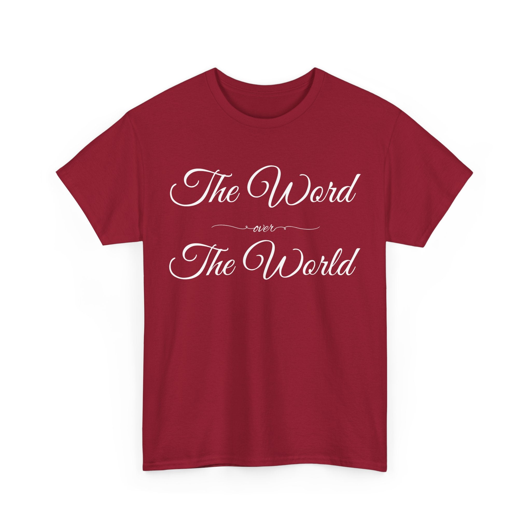 Inspirational Unisex Heavy Cotton Tee - The Word Over The World - Motivational Shirt, Gift for Friends, Cousins, Family, Casual Wear, [...]