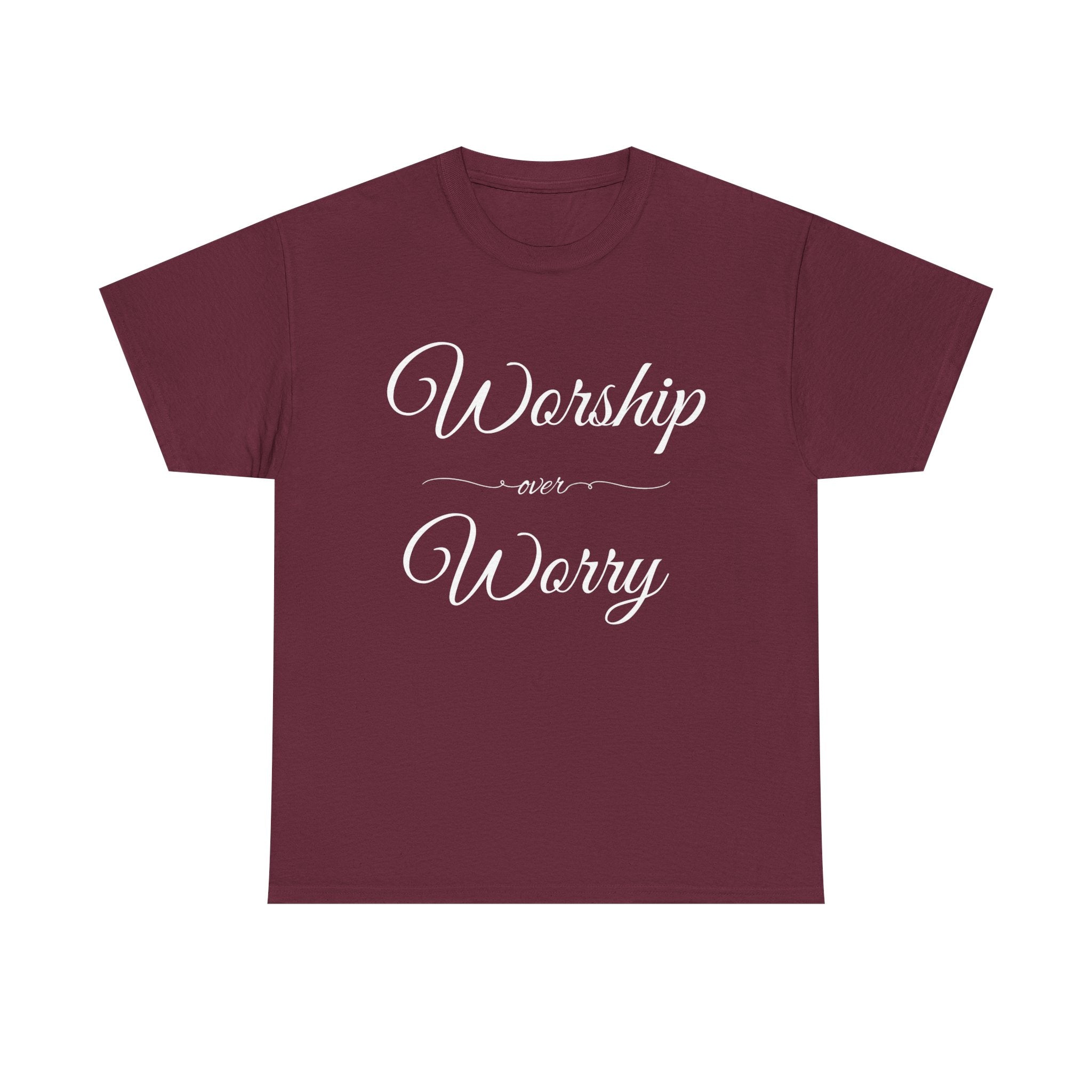 Worship Over Worry Unisex Heavy Cotton Tee - Inspirational T-Shirt, Motivational Apparel, Gift for Faith, Sunday Best, Everyday Comfort