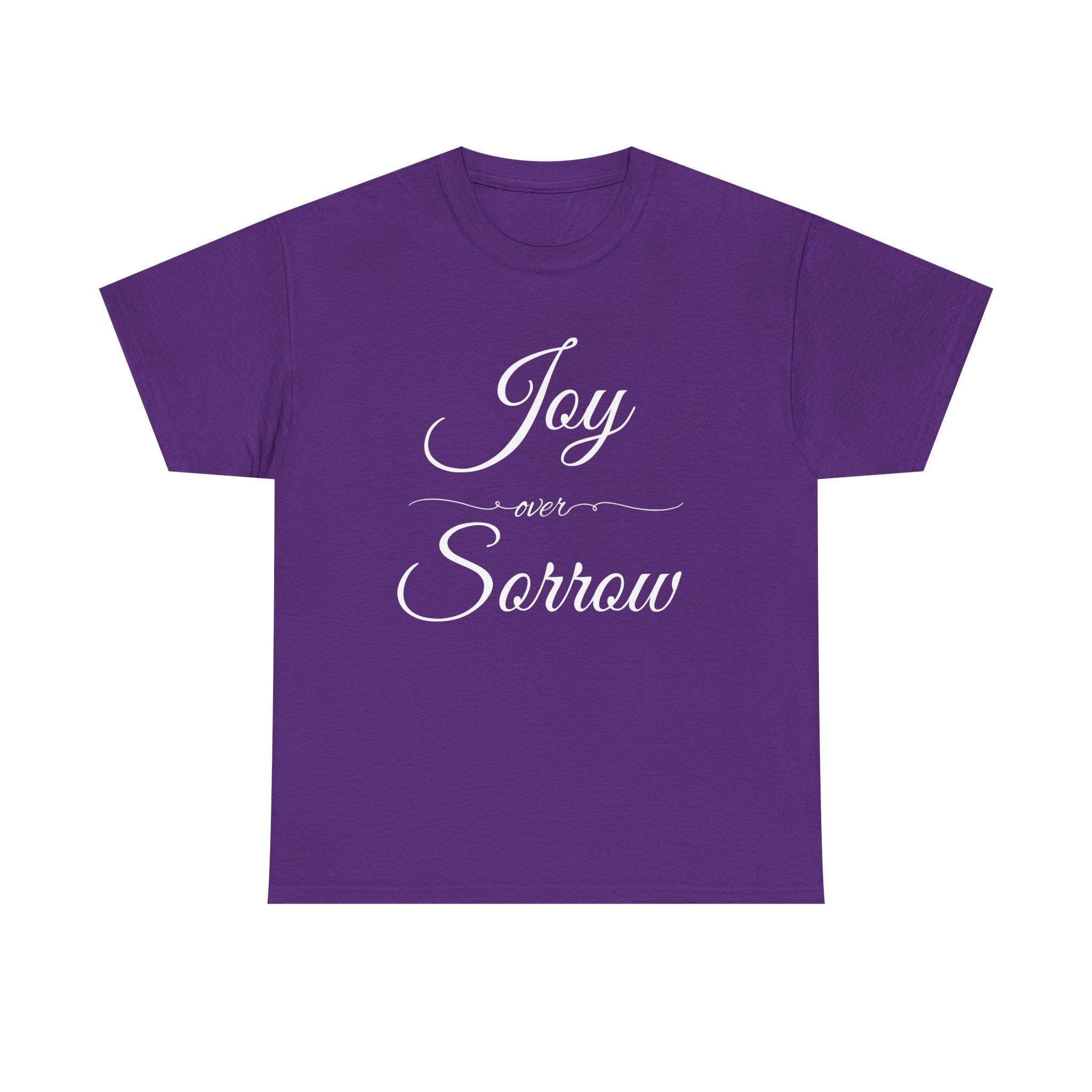Joy Over Sorrow Unisex Heavy Cotton Tee, Inspirational T-Shirt, Casual Wear, Gift for Him and Her, Everyday Comfort, Grief and Hope Shirt