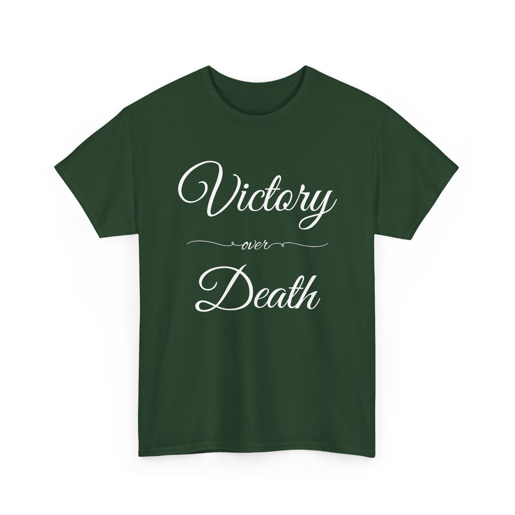 Victory Over Death Unisex Heavy Cotton Tee - Inspirational Quote Shirt, Casual Wear, Gift for Friends, Motivational Apparel, Everyday Comfort