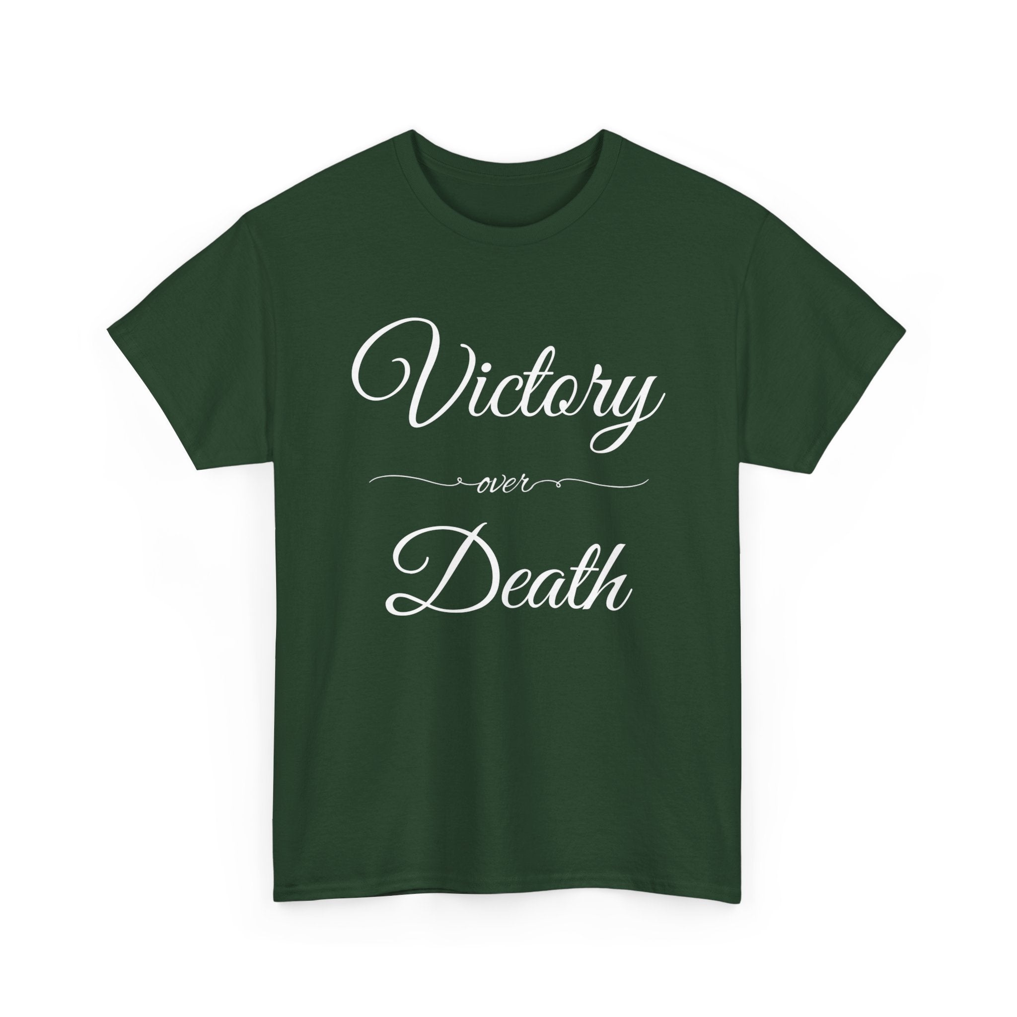 Victory Over Death Unisex Heavy Cotton Tee - Inspirational Quote Shirt, Casual Wear, Gift for Friends, Motivational Apparel, Everyday Comfort