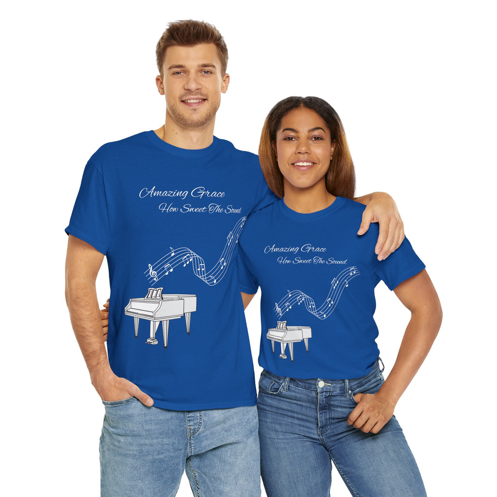 Music Lover's Unisex Tee - Amazing Grace Design, Perfect Gift for Musicians, Casual Wear, Music Event Shirt, Piano Lovers Top