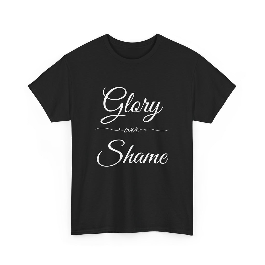 Unisex Heavy Cotton Tee with "Glory Over Shame" - Casual Wear, Gift for Friends, Statement Shirt, Everyday Apparel, Unique Graphic Tee