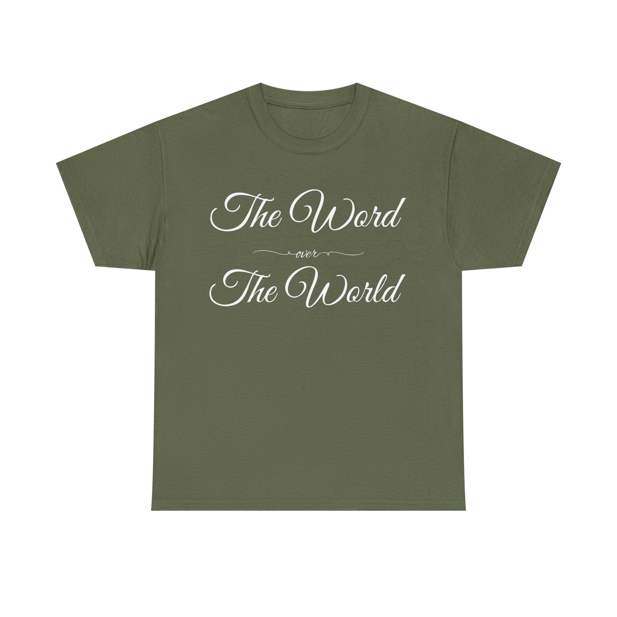 Inspirational Unisex Heavy Cotton Tee - The Word Over The World - Motivational Shirt, Gift for Friends, Cousins, Family, Casual Wear, [...]