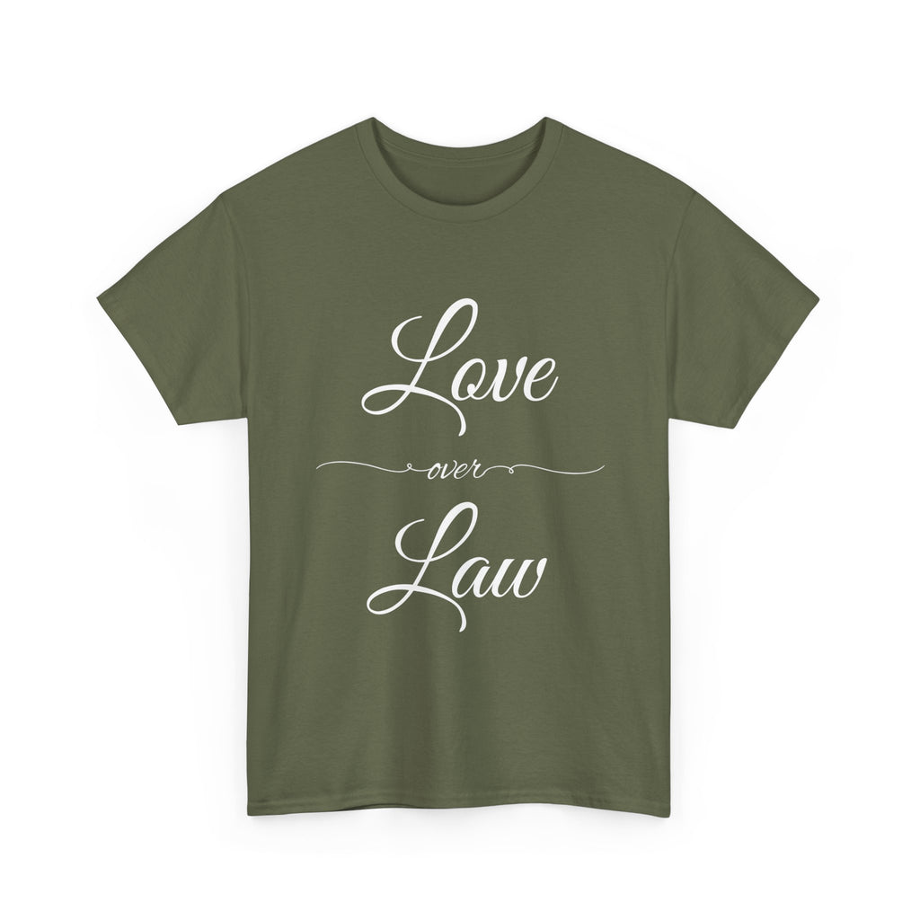 Love Over Law Unisex Heavy Cotton Tee - Cute Legal Shirt, Gift for Law Students, Casual Wear, Legal Humor, Graduation Gift, Law School Apparel