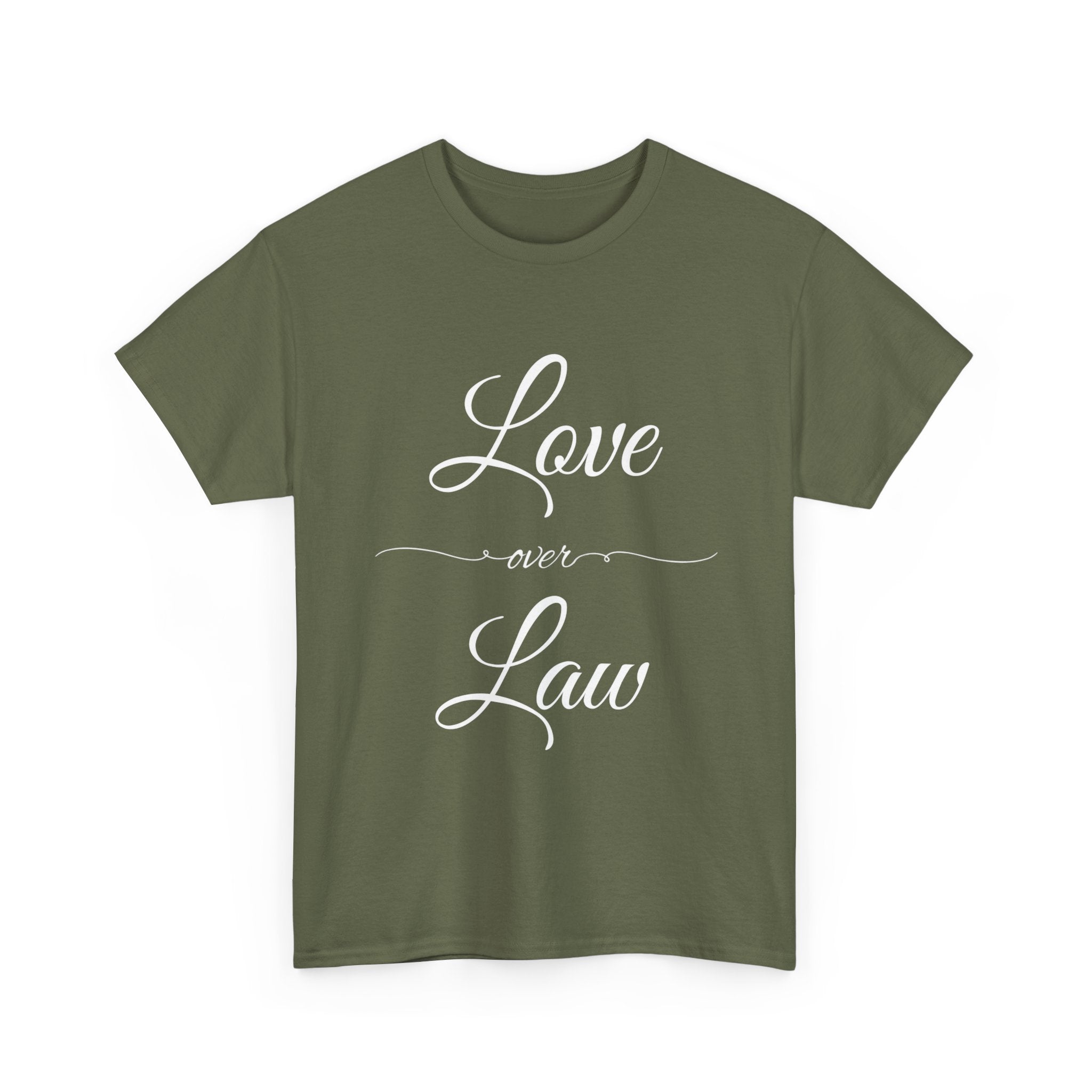 Love Over Law Unisex Heavy Cotton Tee - Cute Legal Shirt, Gift for Law Students, Casual Wear, Legal Humor, Graduation Gift, Law School Apparel