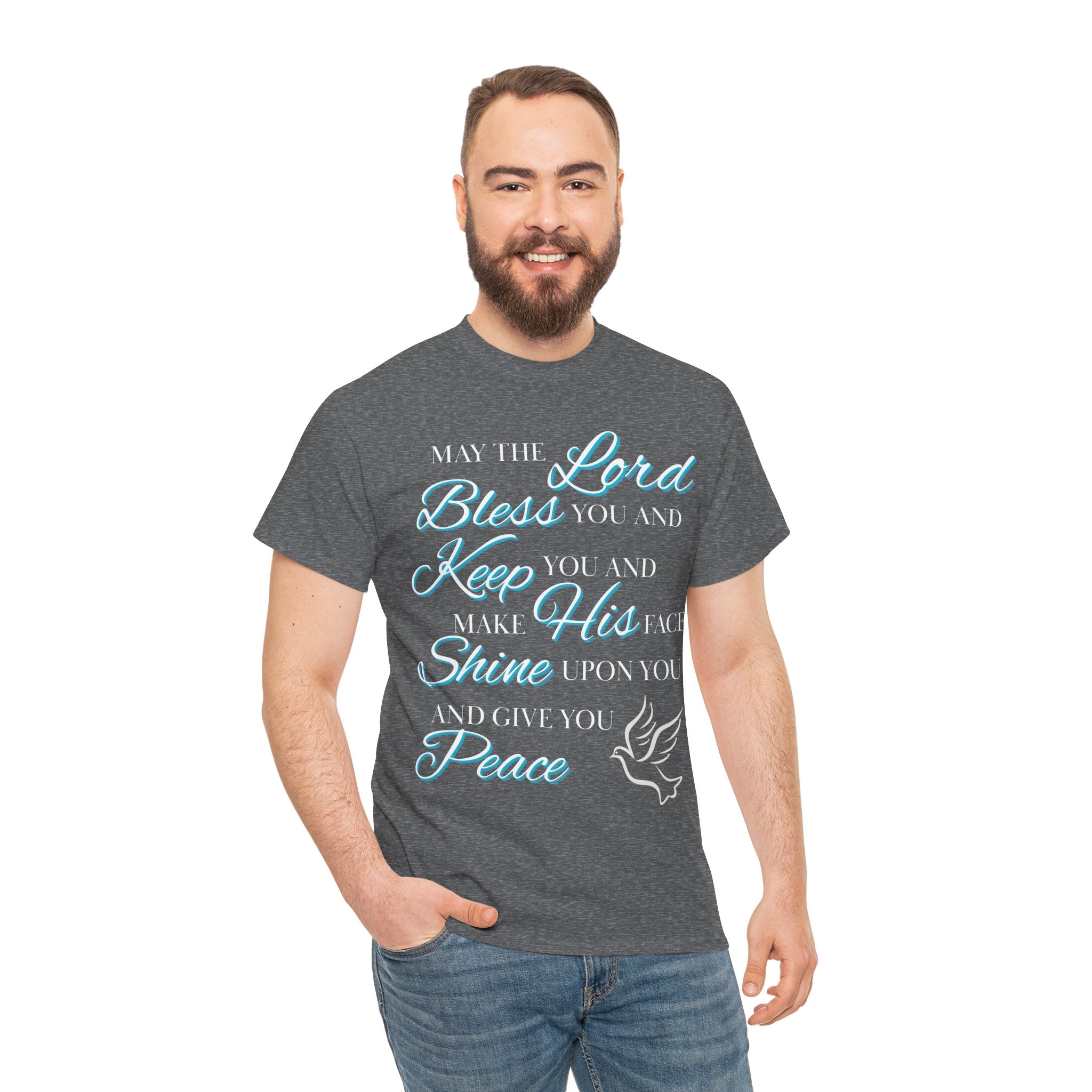 May The Lord Bless You and Keep You Faith-Inspired Unisex Heavy Cotton Tee, Inspirational Graphic Shirt, Christian Gift, Casual Wear, Spiritual Comfort, Religious Apparel