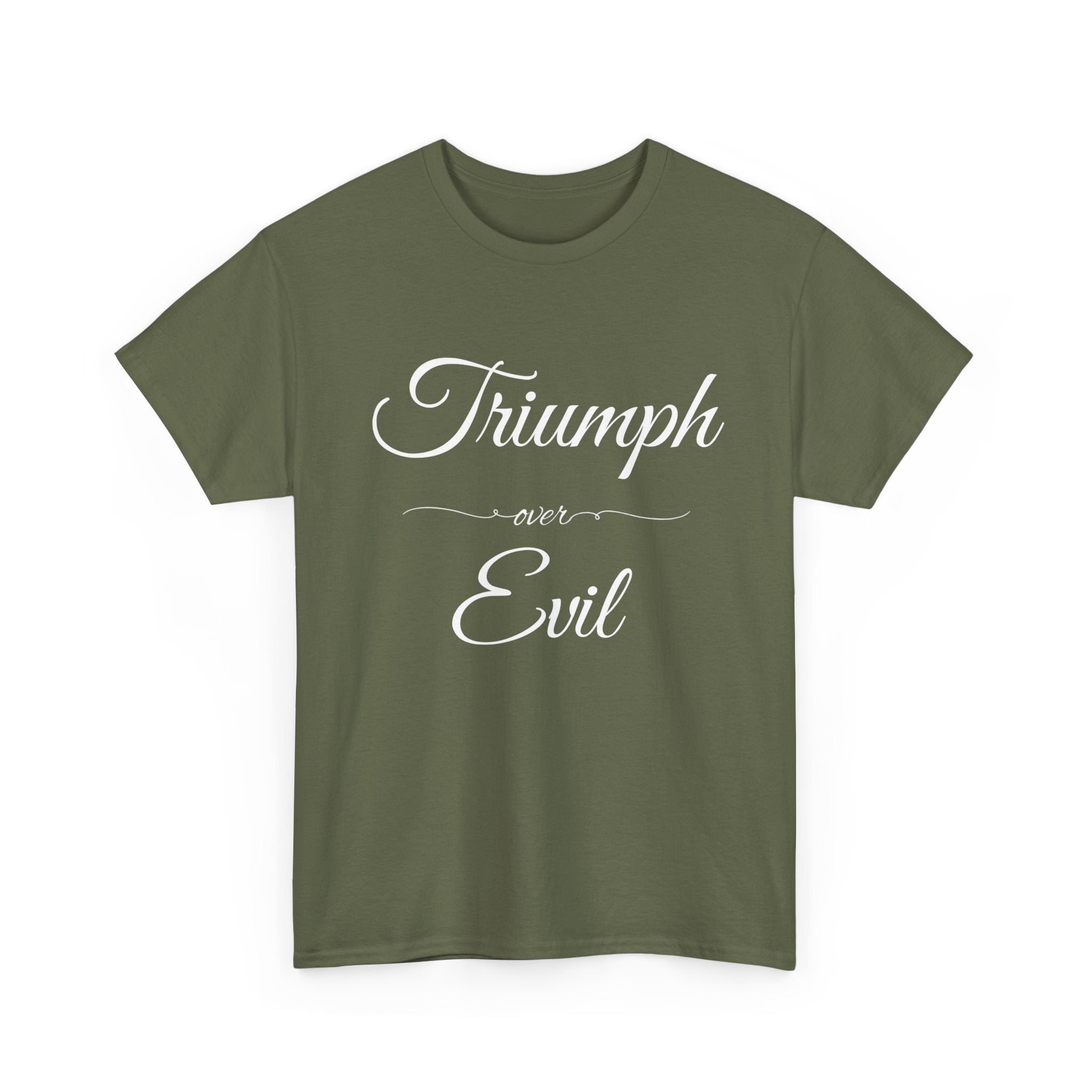 Triumph Over Evil Unisex Heavy Cotton Tee | Inspirational Tee, Casual Wear, Gift for Heroes, Motivational Shirt, Everyday Style