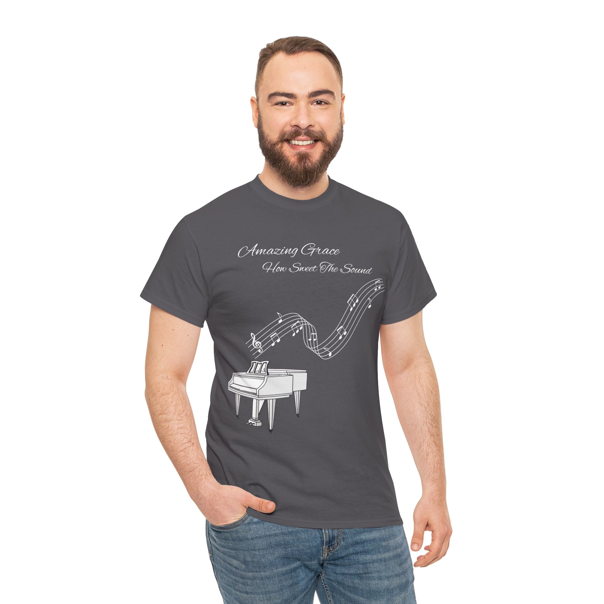 Music Lover's Unisex Tee - Amazing Grace Design, Perfect Gift for Musicians, Casual Wear, Music Event Shirt, Piano Lovers Top