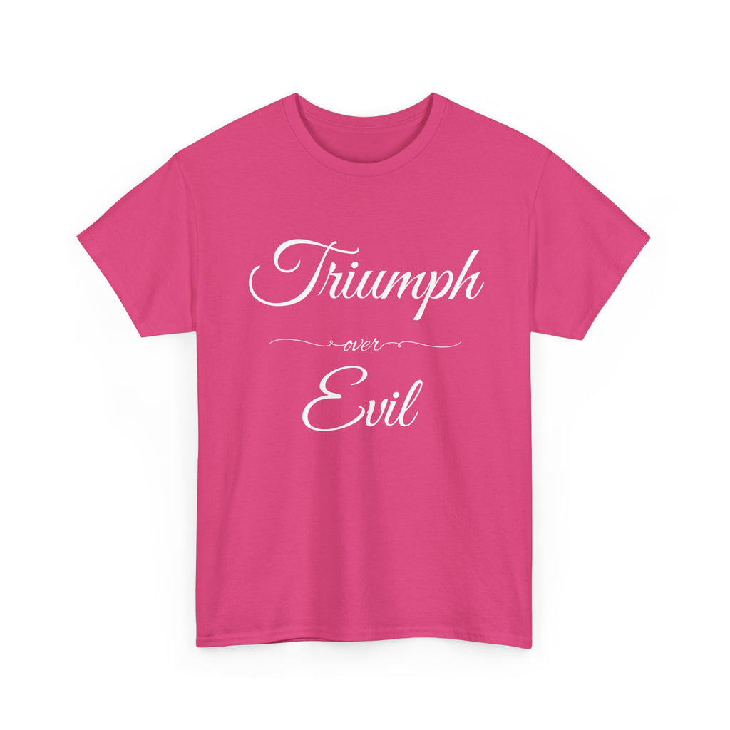 Triumph Over Evil Unisex Heavy Cotton Tee | Inspirational Tee, Casual Wear, Gift for Heroes, Motivational Shirt, Everyday Style