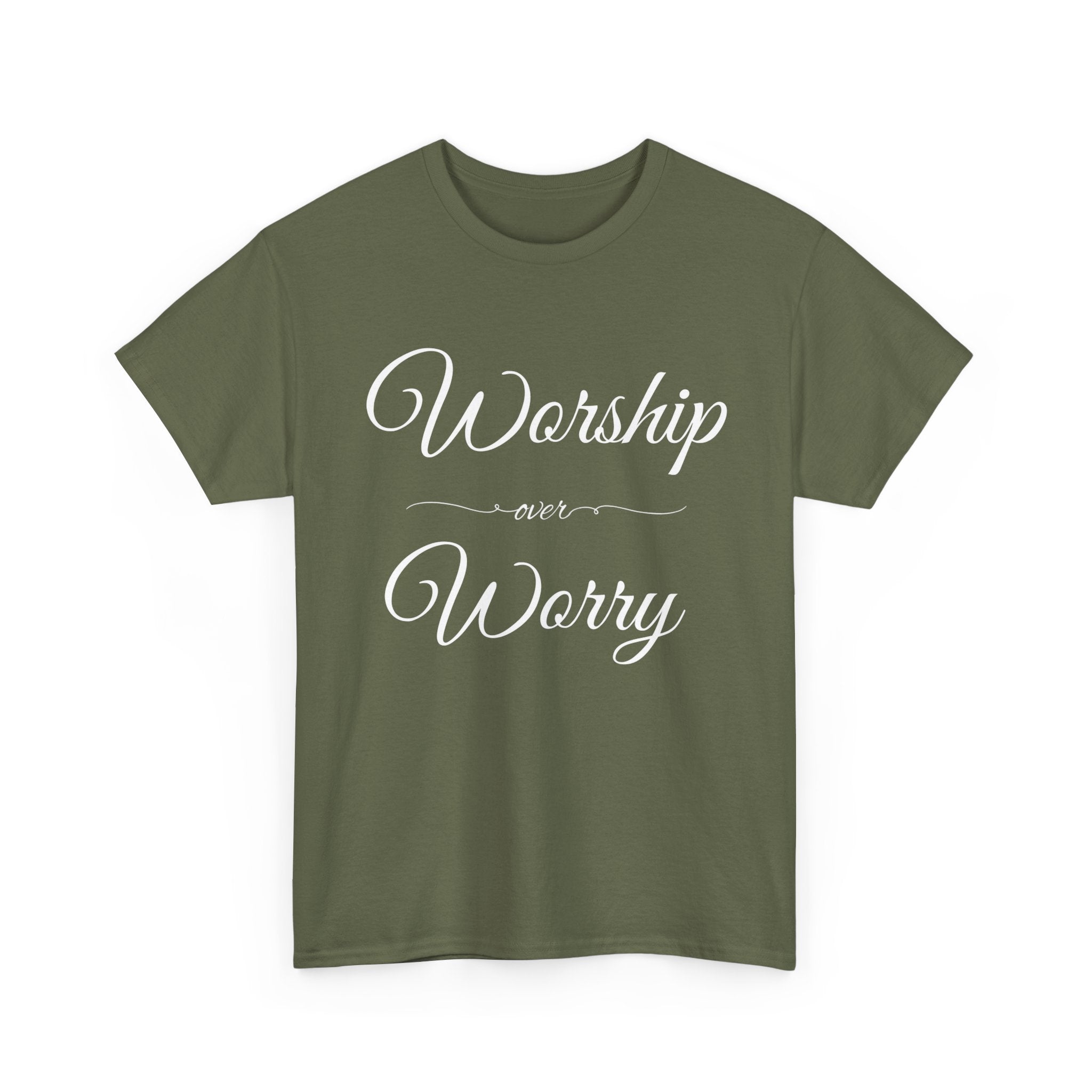 Worship Over Worry Unisex Heavy Cotton Tee - Inspirational T-Shirt, Motivational Apparel, Gift for Faith, Sunday Best, Everyday Comfort
