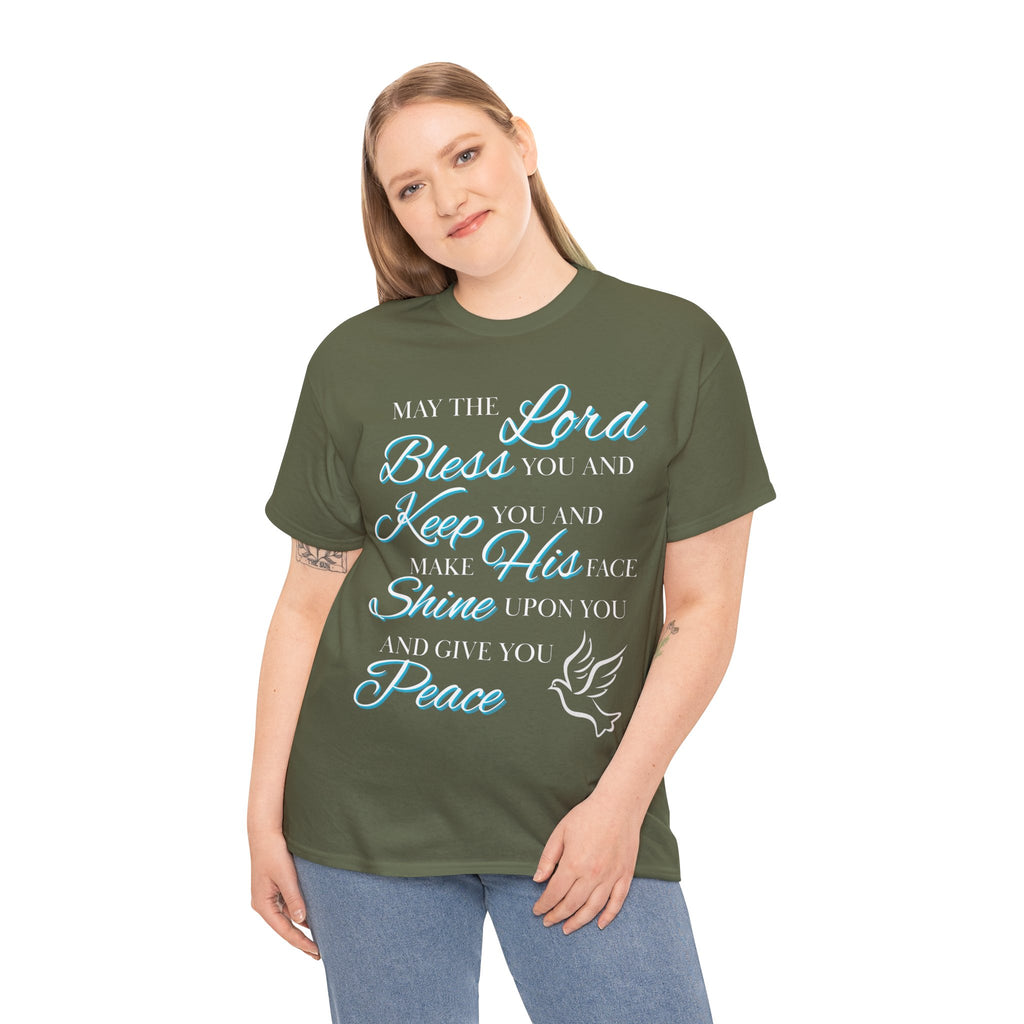 May The Lord Bless You and Keep You Faith-Inspired Unisex Heavy Cotton Tee, Inspirational Graphic Shirt, Christian Gift, Casual Wear, Spiritual Comfort, Religious Apparel