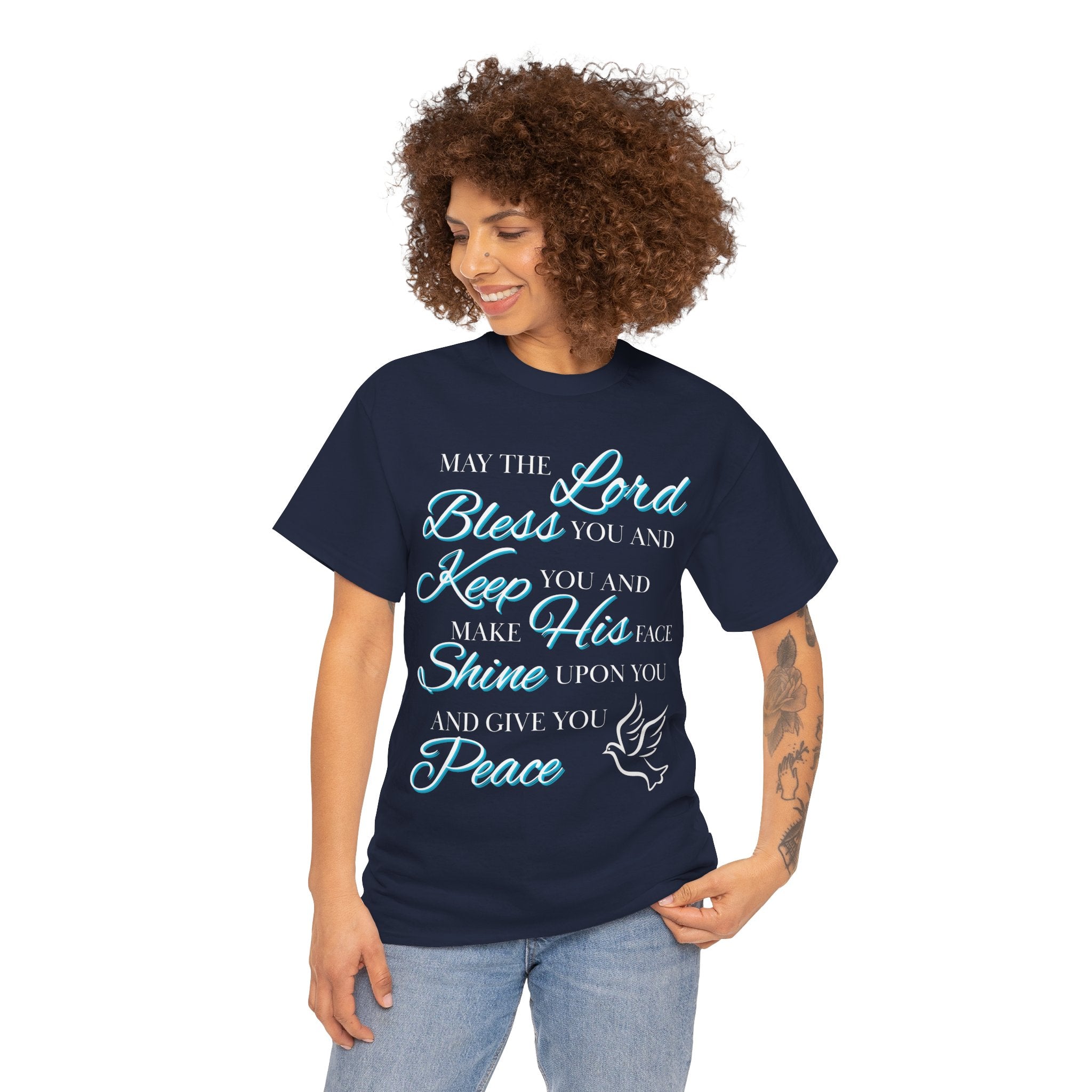 May The Lord Bless You and Keep You Faith-Inspired Unisex Heavy Cotton Tee, Inspirational Graphic Shirt, Christian Gift, Casual Wear, Spiritual Comfort, Religious Apparel