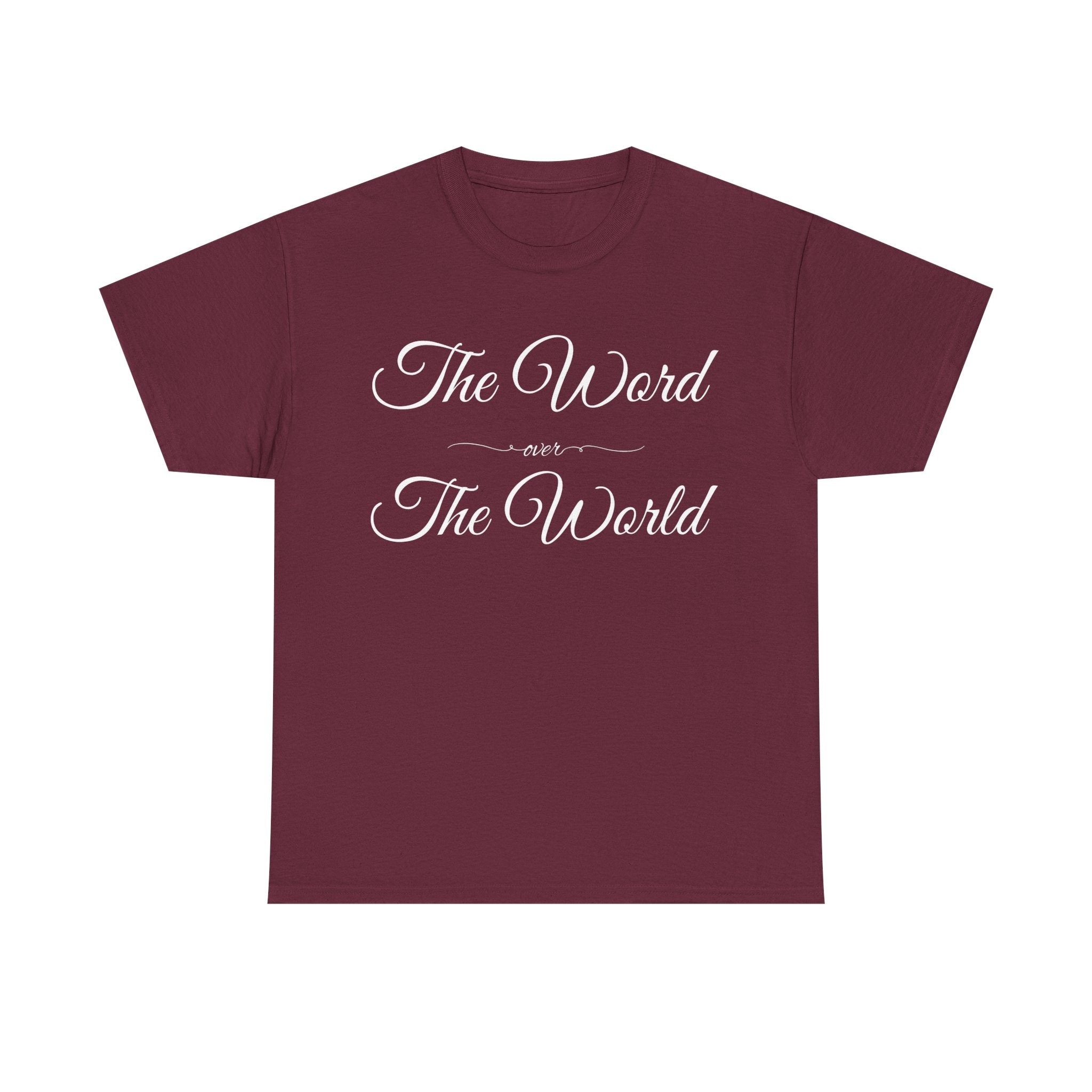 Inspirational Unisex Heavy Cotton Tee - The Word Over The World - Motivational Shirt, Gift for Friends, Cousins, Family, Casual Wear, [...]