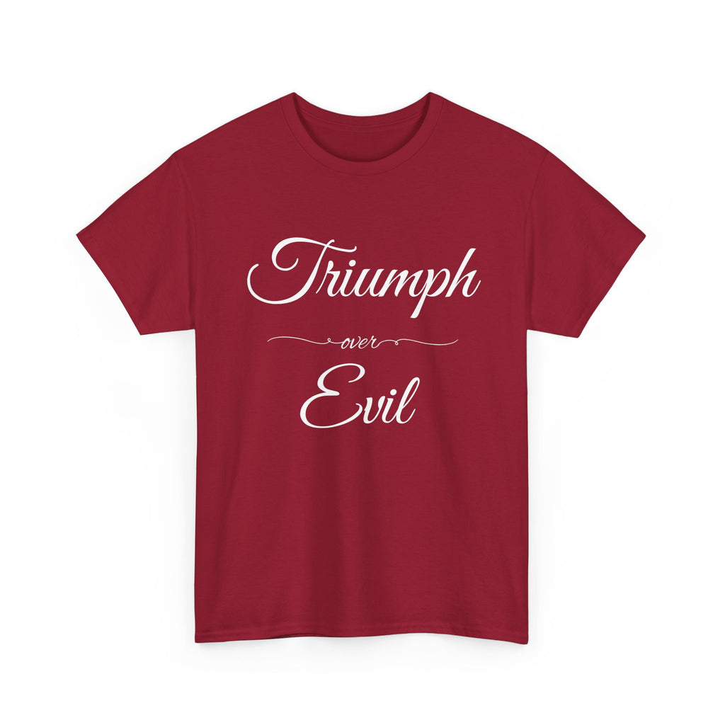 Triumph Over Evil Unisex Heavy Cotton Tee | Inspirational Tee, Casual Wear, Gift for Heroes, Motivational Shirt, Everyday Style
