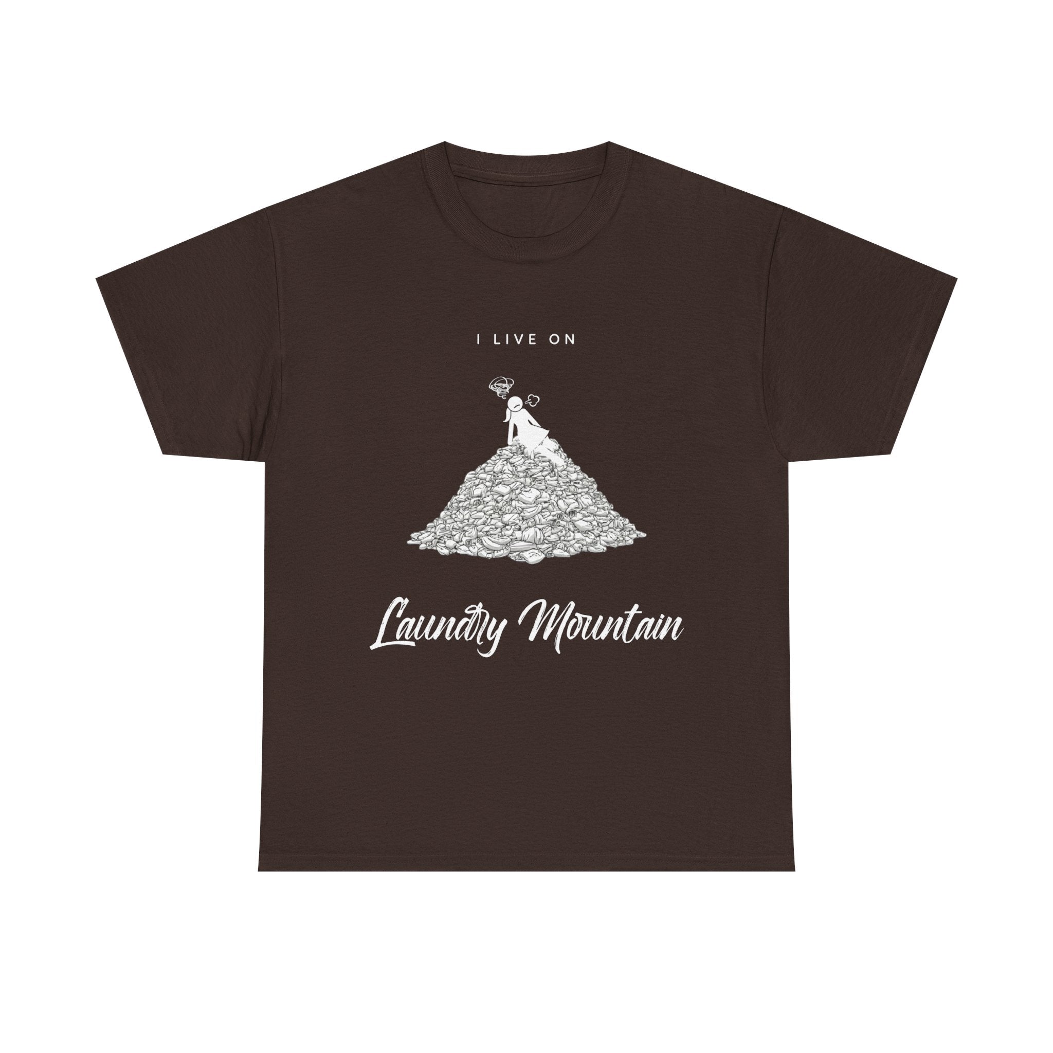 I Live on Laundry Mountain - Graphic Tee | Gildan 5000 Unisex Heavy Cotton T-Shirt, Funny Relatable Shirt, Gifts for Him/Her, Humor Shirt
