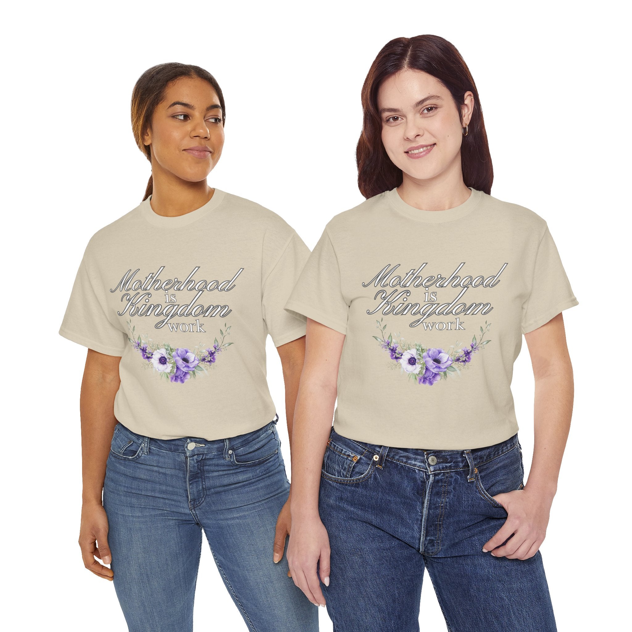 Motherhood is Kingdom Work Unisex Tee - Celebrate Motherhood, Gift for Moms, Cute Floral Design, Relaxed Fit, Everyday Wear