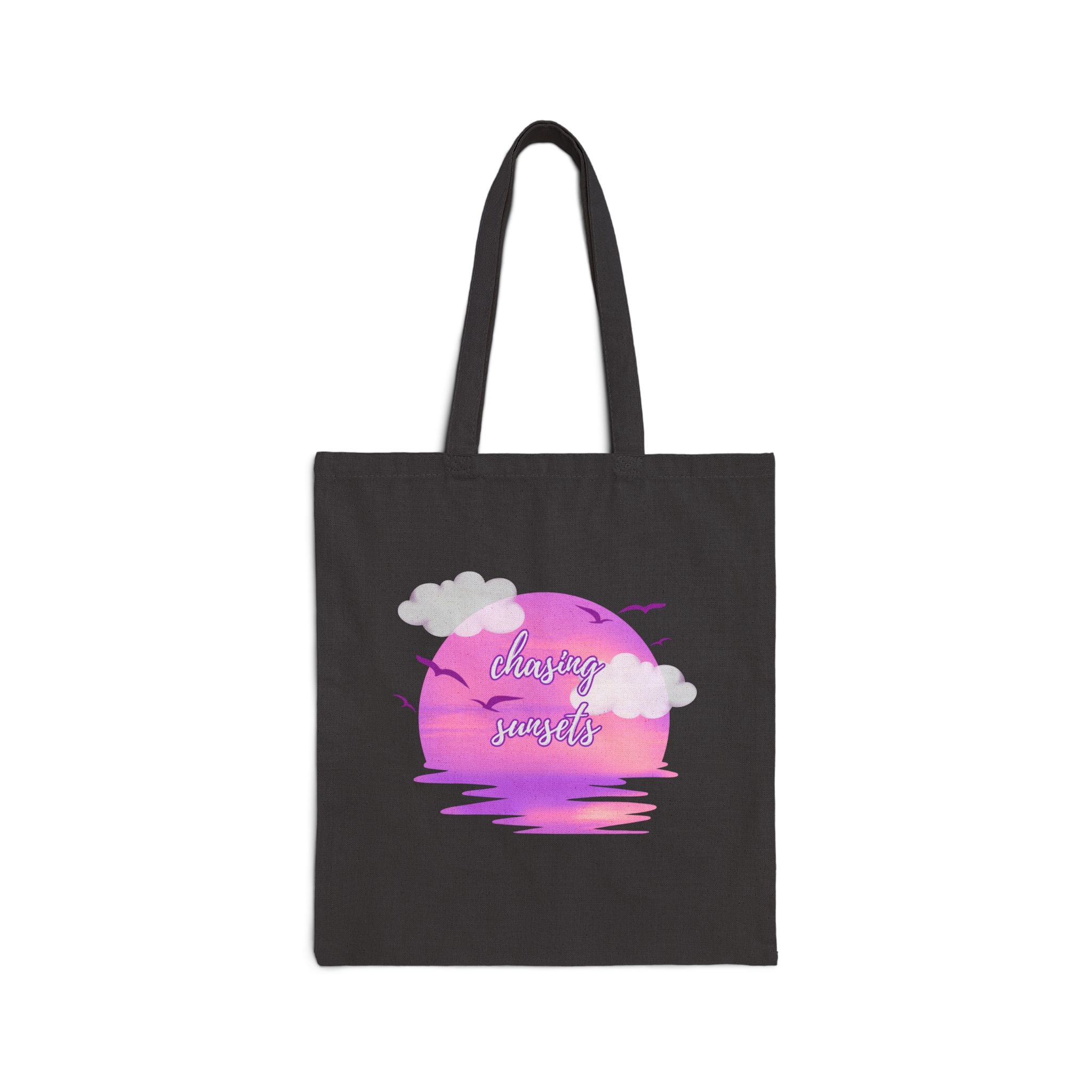 Chasing Sunsets Cotton Canvas Tote Bag, Beach Bag, Shopping Tote, Reusable Eco-Friendly Bag, Gift for Nature Lovers