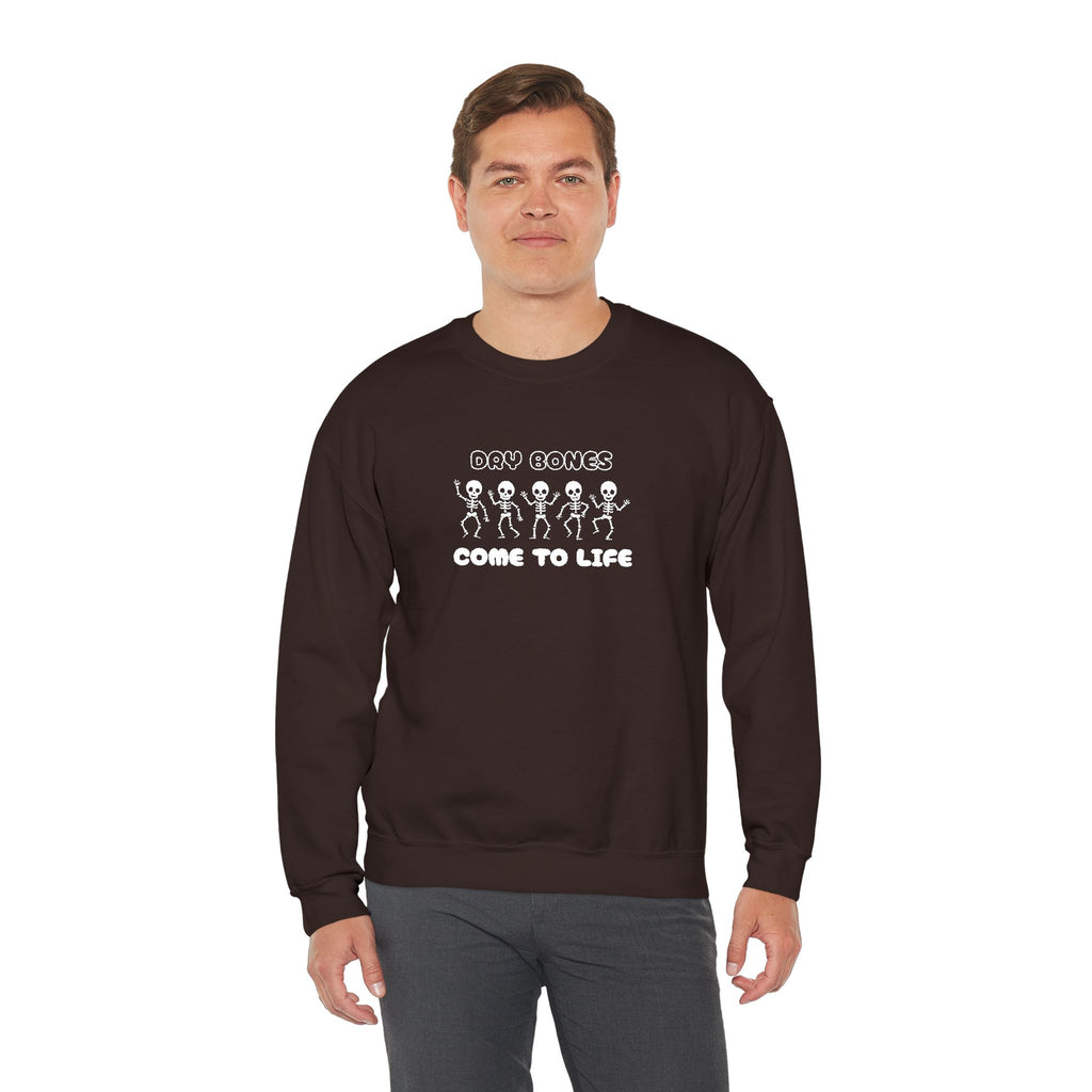 Embroidered Dry Bones Sweatshirt, Ghostly Vibes Unisex Crewneck, Casual Fall Fashion, Halloween Costume, Perfect for Trick or Treating