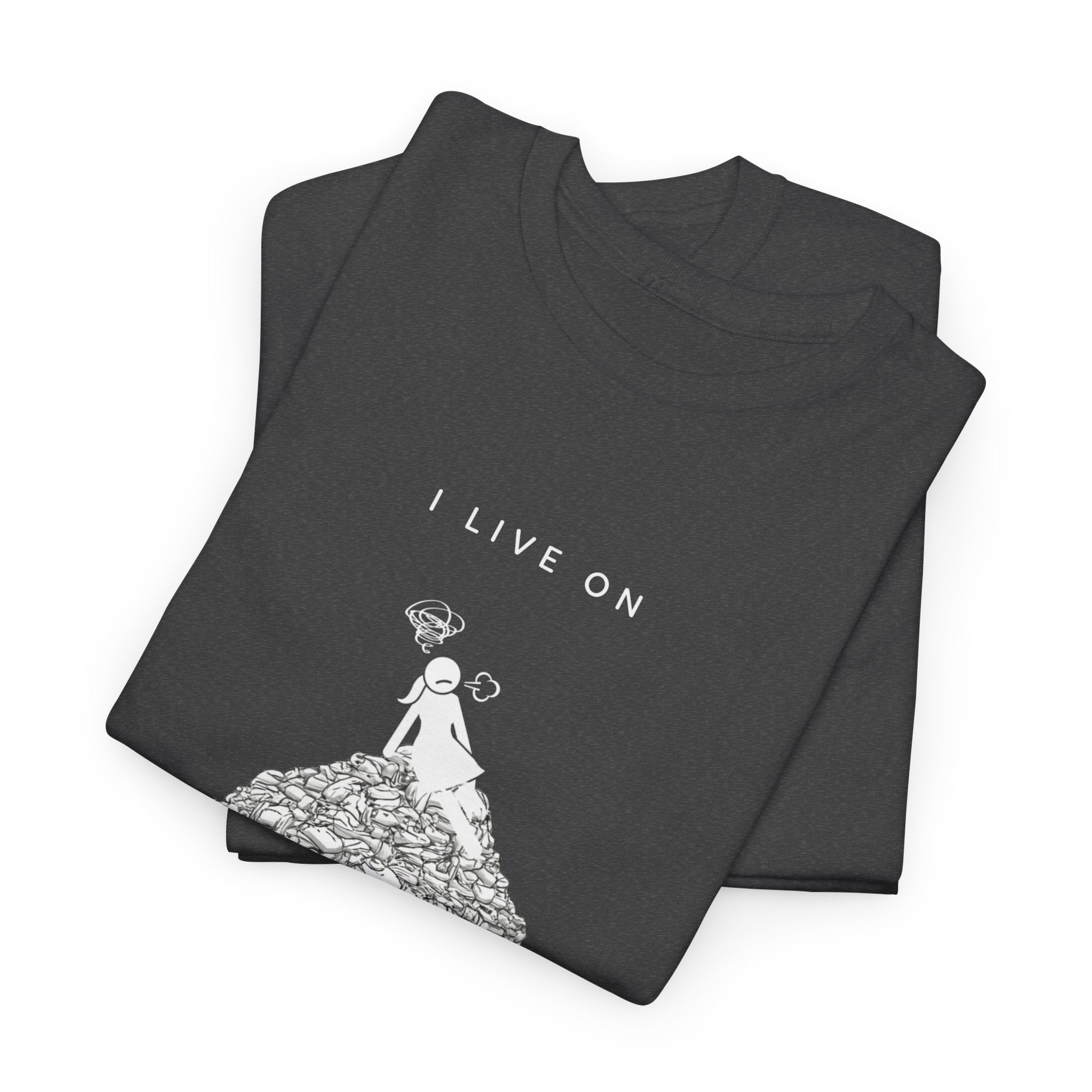 I Live on Laundry Mountain - Graphic Tee | Gildan 5000 Unisex Heavy Cotton T-Shirt, Funny Relatable Shirt, Gifts for Him/Her, Humor Shirt