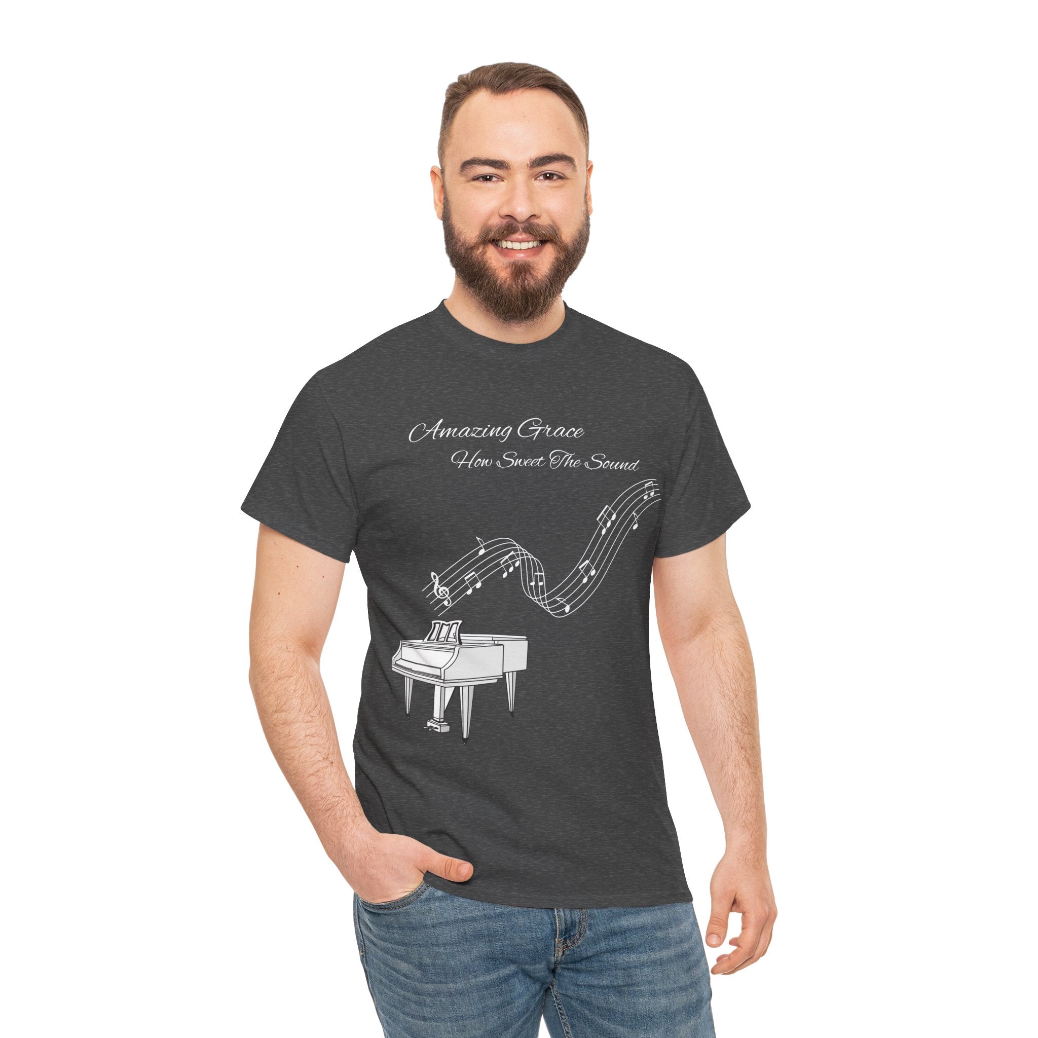 Music Lover's Unisex Tee - Amazing Grace Design, Perfect Gift for Musicians, Casual Wear, Music Event Shirt, Piano Lovers Top