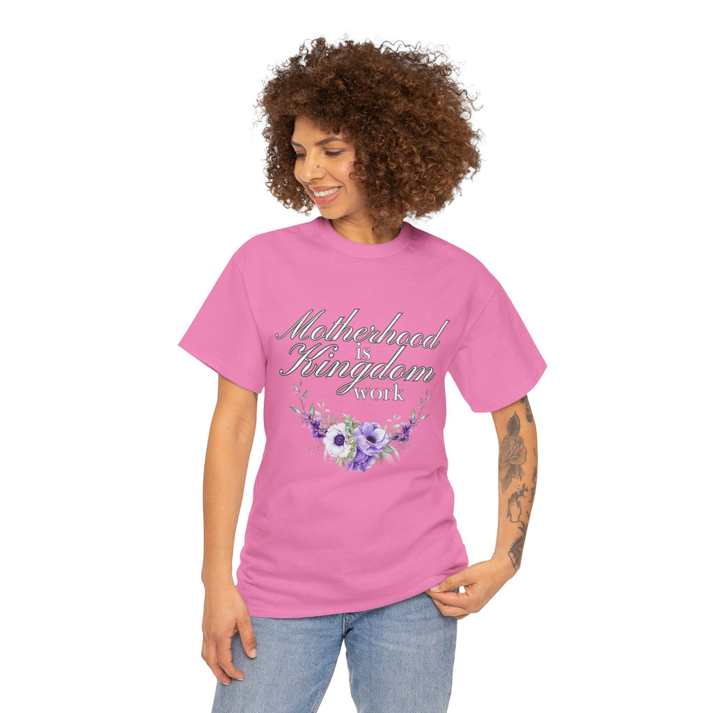 Motherhood is Kingdom Work Unisex Tee - Celebrate Motherhood, Gift for Moms, Cute Floral Design, Relaxed Fit, Everyday Wear