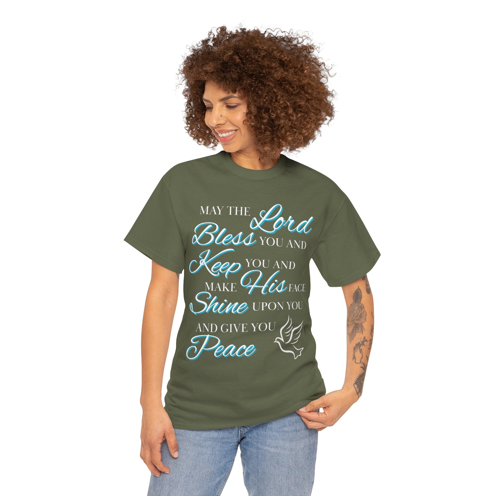May The Lord Bless You and Keep You Faith-Inspired Unisex Heavy Cotton Tee, Inspirational Graphic Shirt, Christian Gift, Casual Wear, Spiritual Comfort, Religious Apparel