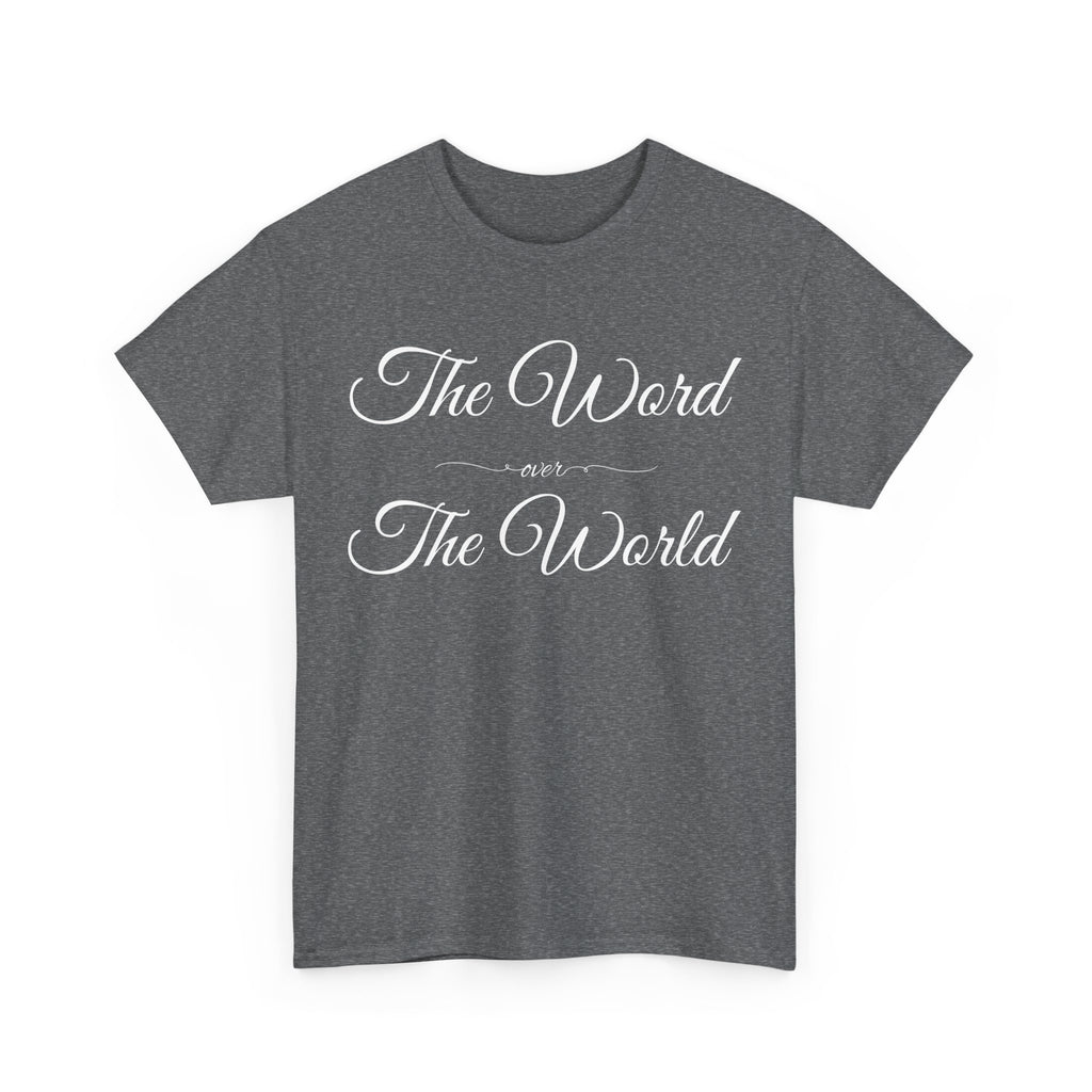 Inspirational Unisex Heavy Cotton Tee - The Word Over The World - Motivational Shirt, Gift for Friends, Cousins, Family, Casual Wear, [...]