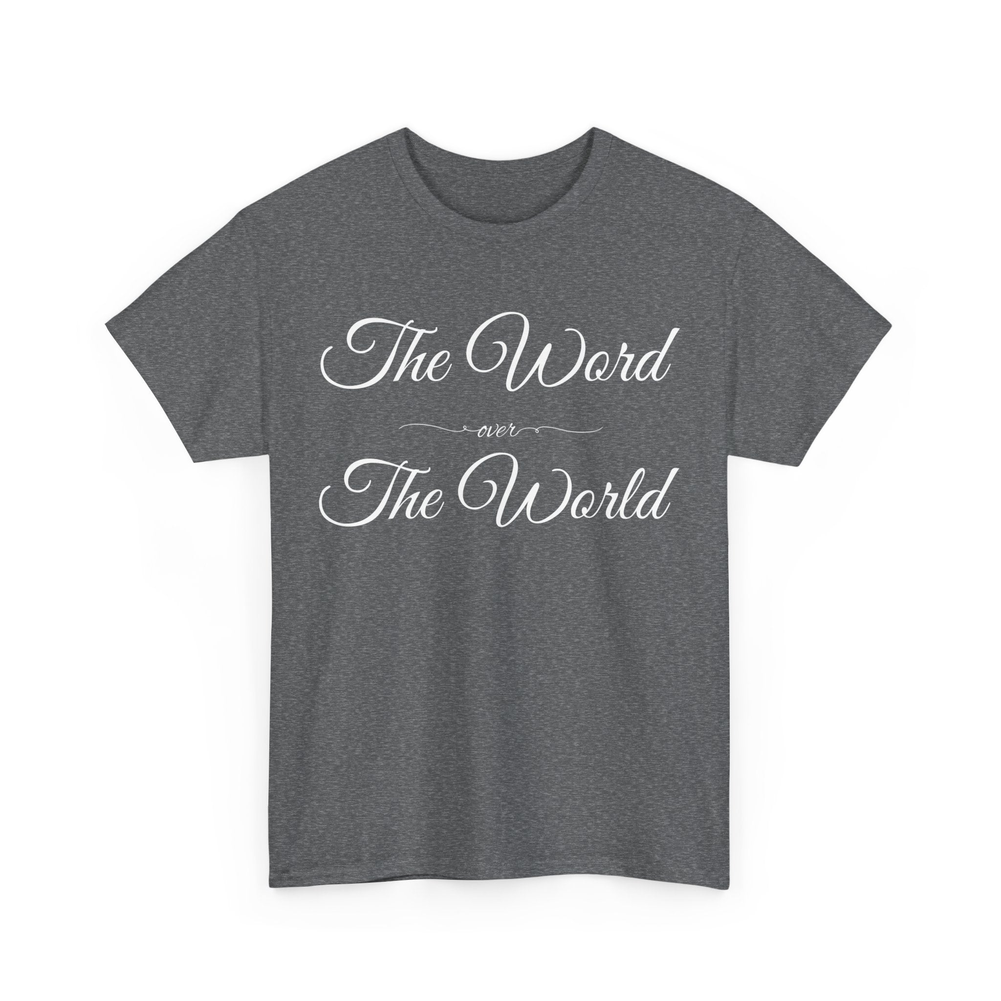 Inspirational Unisex Heavy Cotton Tee - The Word Over The World - Motivational Shirt, Gift for Friends, Cousins, Family, Casual Wear, [...]