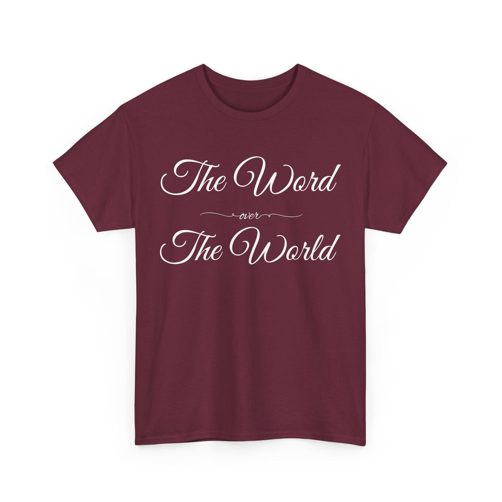 Inspirational Unisex Heavy Cotton Tee - The Word Over The World - Motivational Shirt, Gift for Friends, Cousins, Family, Casual Wear, [...]