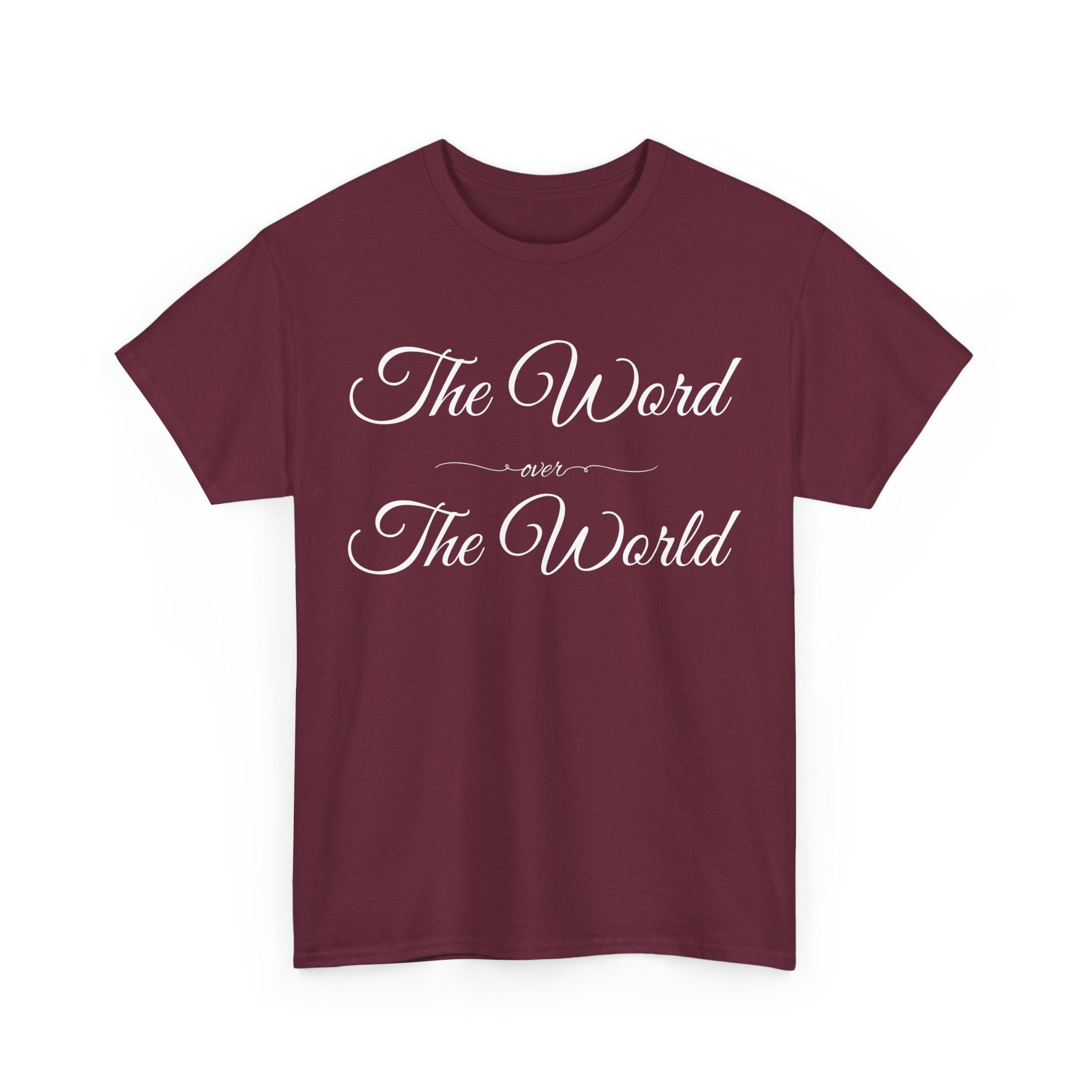 Inspirational Unisex Heavy Cotton Tee - The Word Over The World - Motivational Shirt, Gift for Friends, Cousins, Family, Casual Wear, [...]