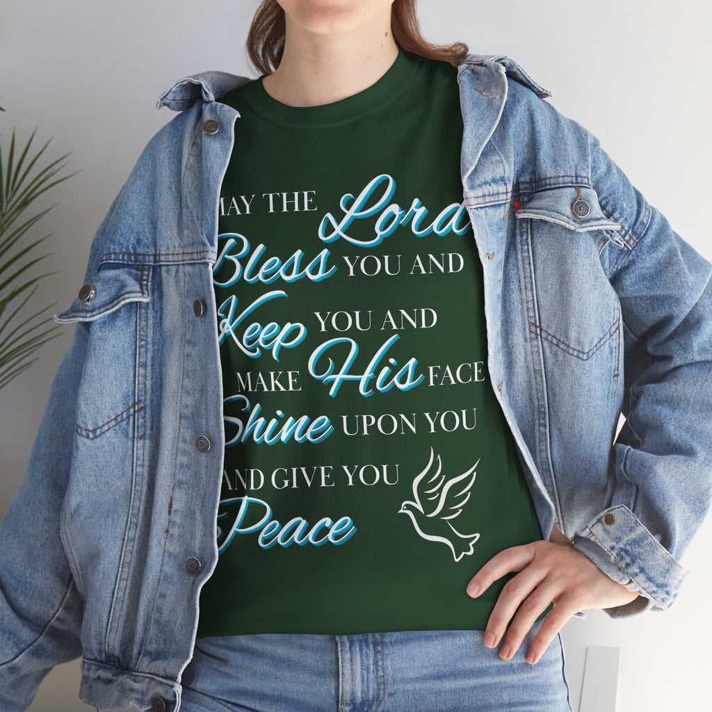 May The Lord Bless You and Keep You Faith-Inspired Unisex Heavy Cotton Tee, Inspirational Graphic Shirt, Christian Gift, Casual Wear, Spiritual Comfort, Religious Apparel