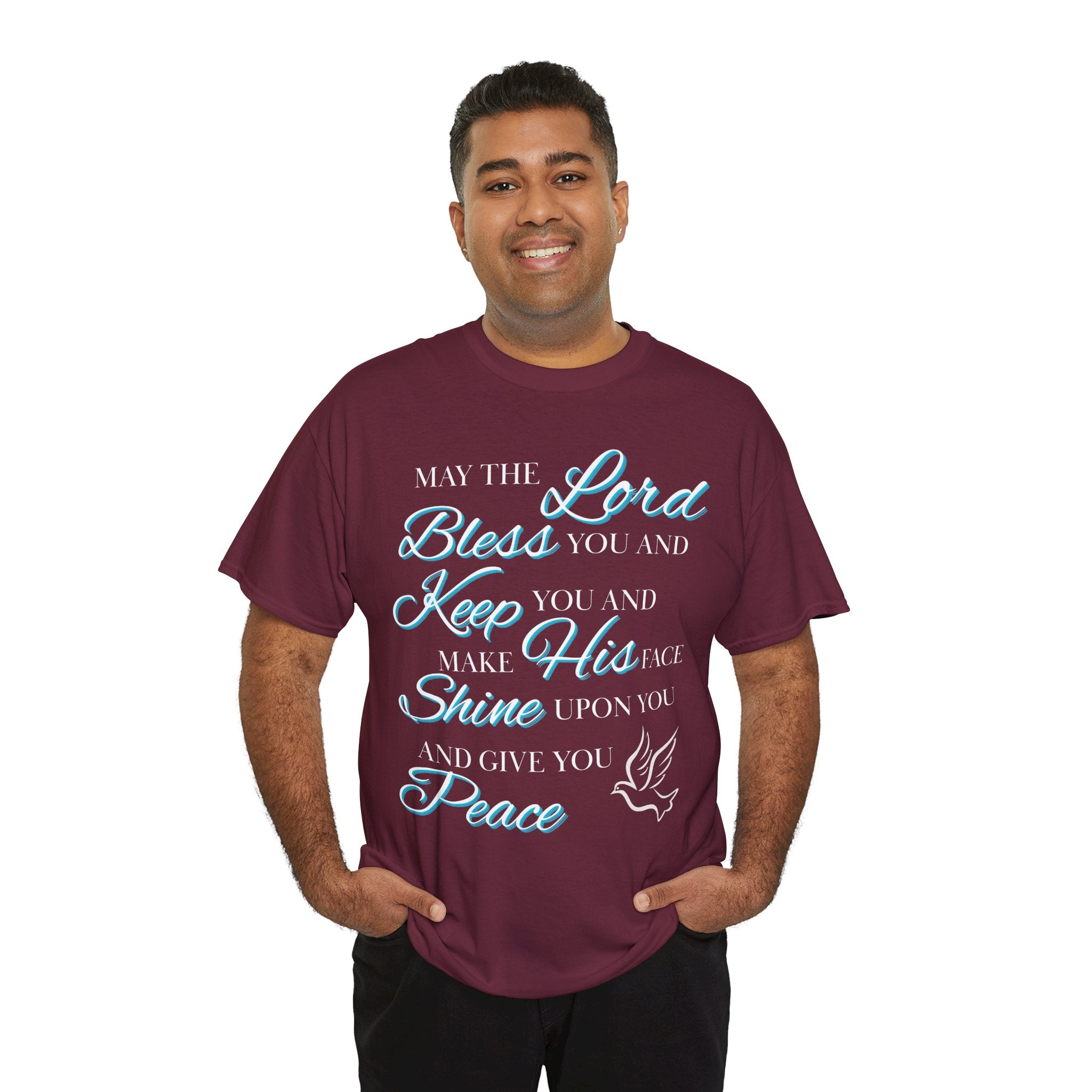May The Lord Bless You and Keep You Faith-Inspired Unisex Heavy Cotton Tee, Inspirational Graphic Shirt, Christian Gift, Casual Wear, Spiritual Comfort, Religious Apparel