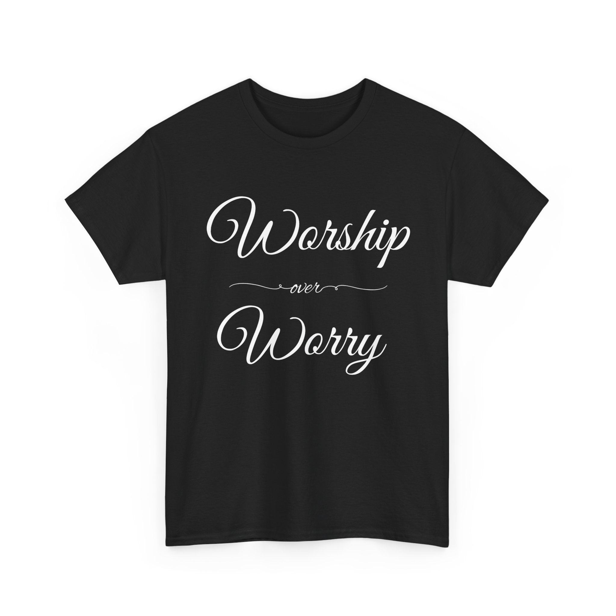 Worship Over Worry Unisex Heavy Cotton Tee - Inspirational T-Shirt, Motivational Apparel, Gift for Faith, Sunday Best, Everyday Comfort