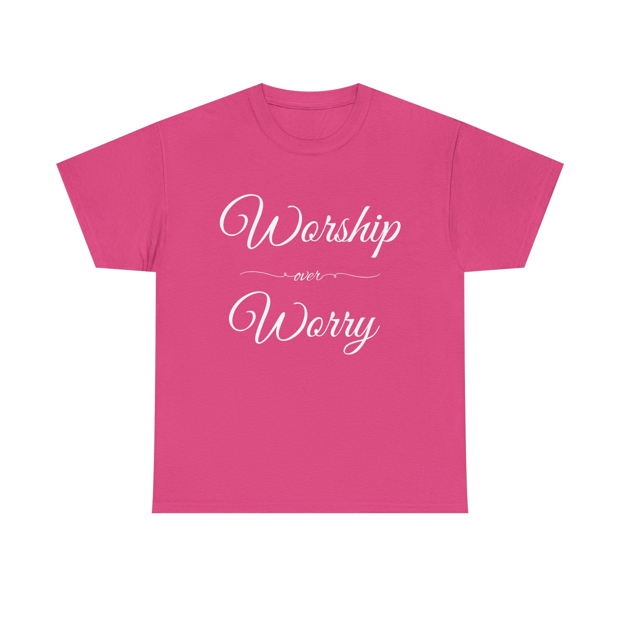 Worship Over Worry Unisex Heavy Cotton Tee - Inspirational T-Shirt, Motivational Apparel, Gift for Faith, Sunday Best, Everyday Comfort