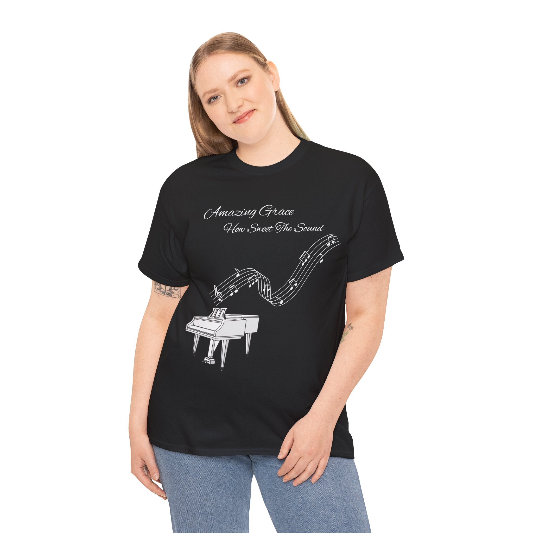 Music Lover's Unisex Tee - Amazing Grace Design, Perfect Gift for Musicians, Casual Wear, Music Event Shirt, Piano Lovers Top