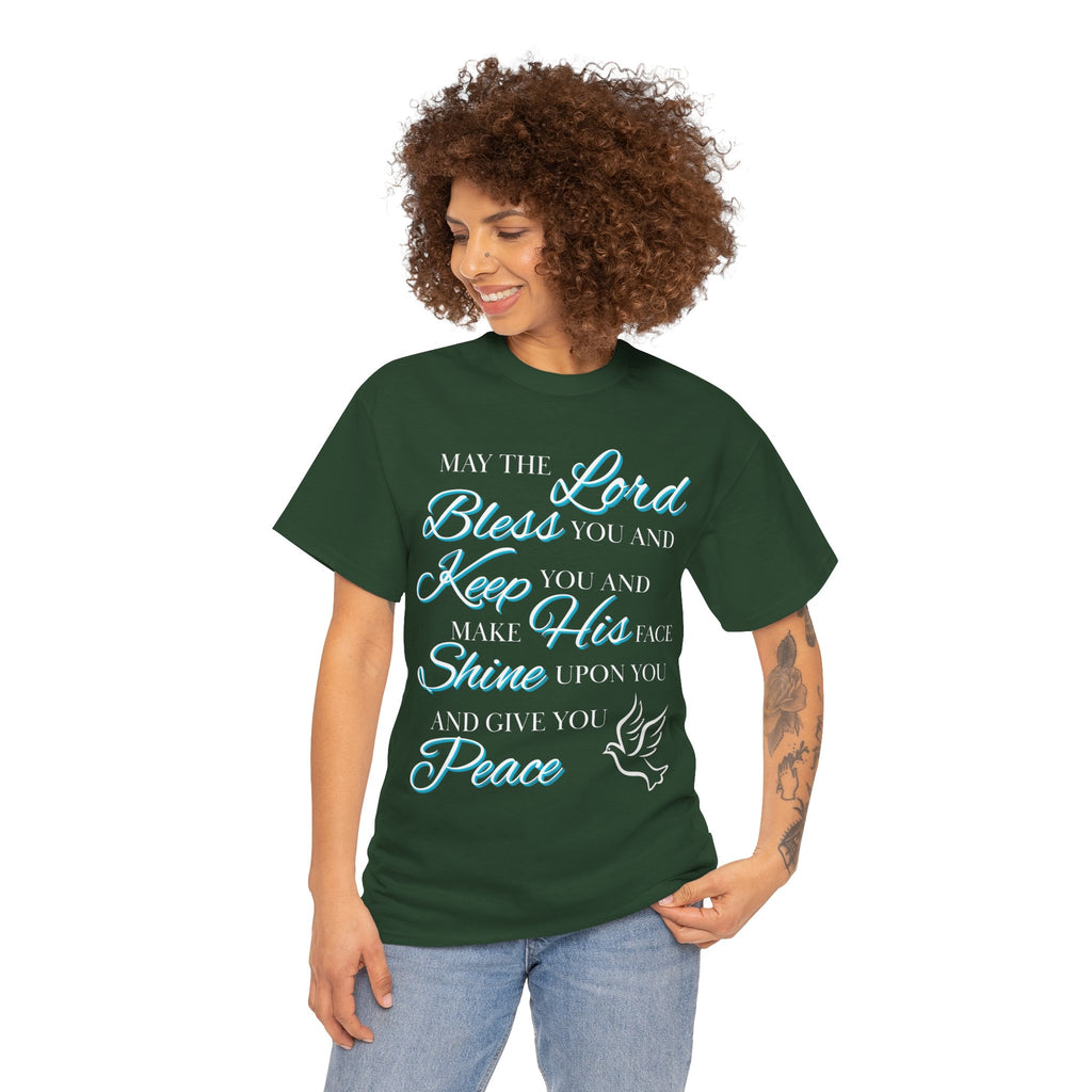 May The Lord Bless You and Keep You Faith-Inspired Unisex Heavy Cotton Tee, Inspirational Graphic Shirt, Christian Gift, Casual Wear, Spiritual Comfort, Religious Apparel