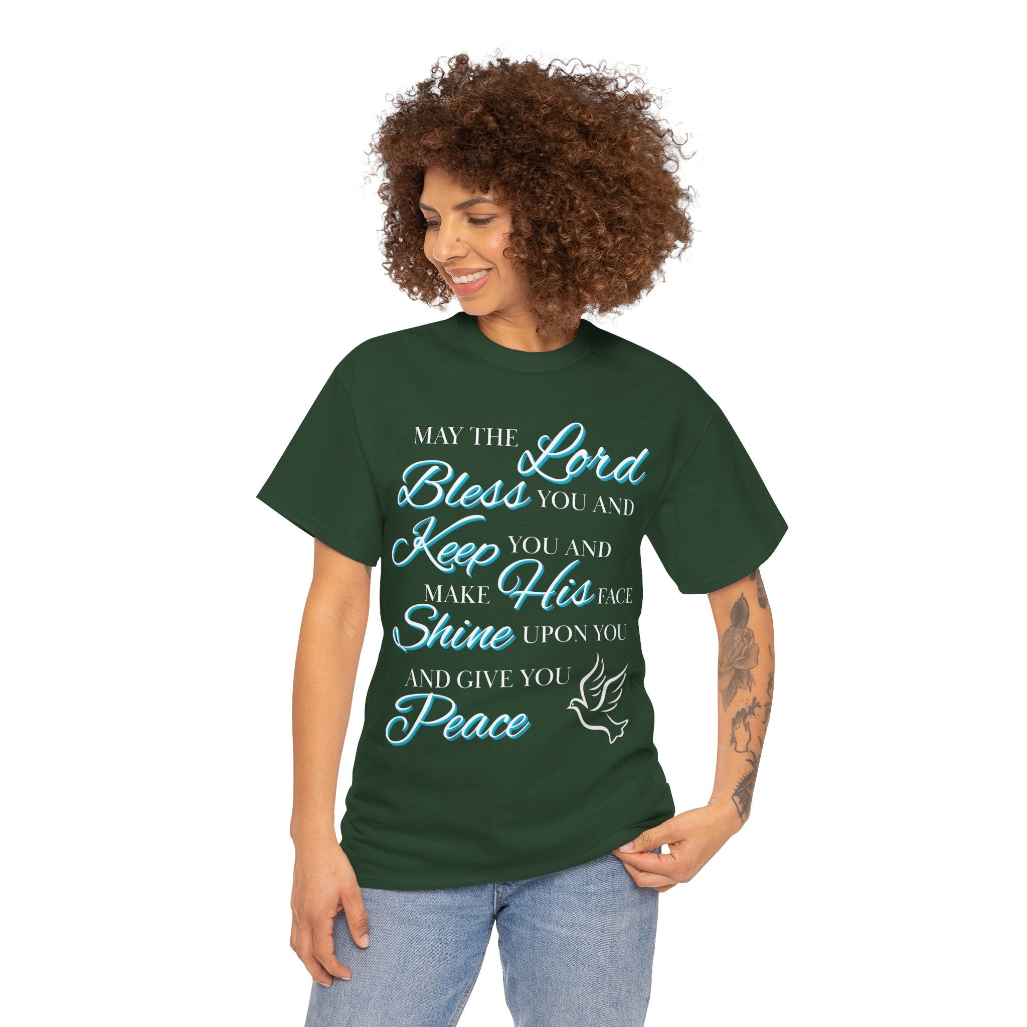 May The Lord Bless You and Keep You Faith-Inspired Unisex Heavy Cotton Tee, Inspirational Graphic Shirt, Christian Gift, Casual Wear, Spiritual Comfort, Religious Apparel