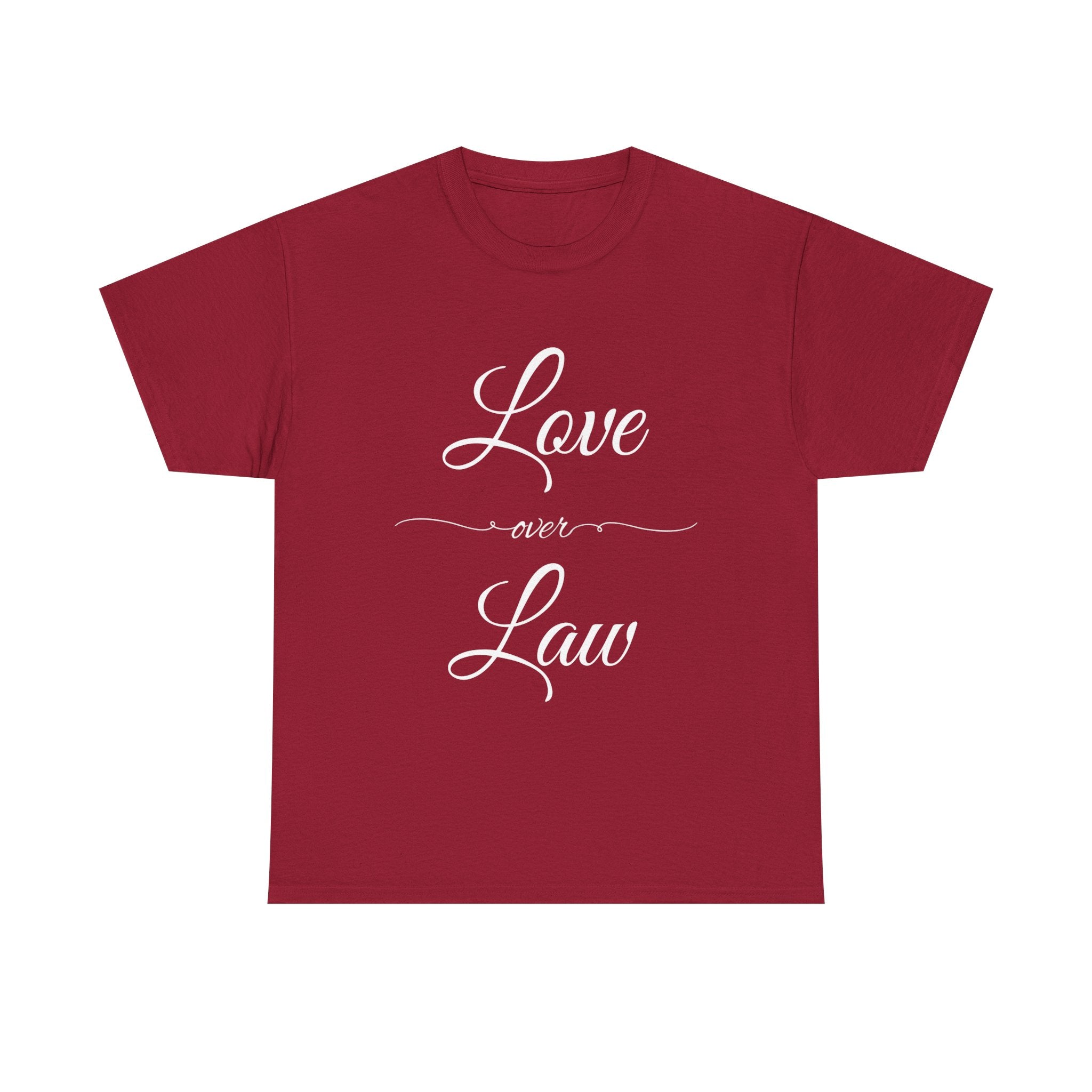 Love Over Law Unisex Heavy Cotton Tee - Cute Legal Shirt, Gift for Law Students, Casual Wear, Legal Humor, Graduation Gift, Law School Apparel