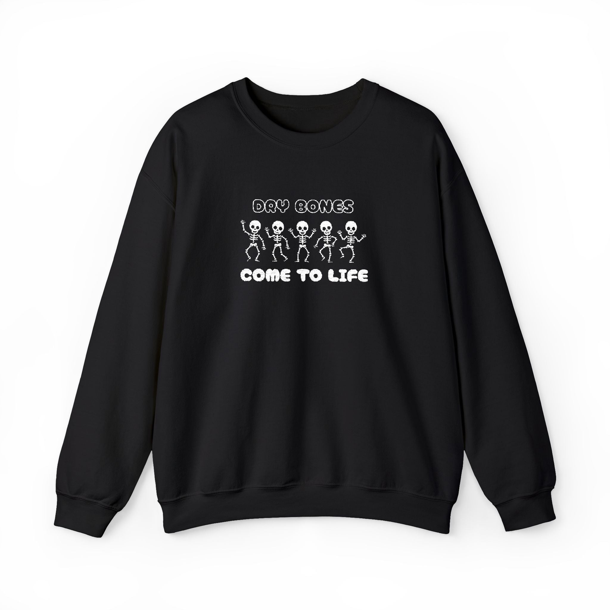 Embroidered Dry Bones Sweatshirt, Ghostly Vibes Unisex Crewneck, Casual Fall Fashion, Halloween Costume, Perfect for Trick or Treating